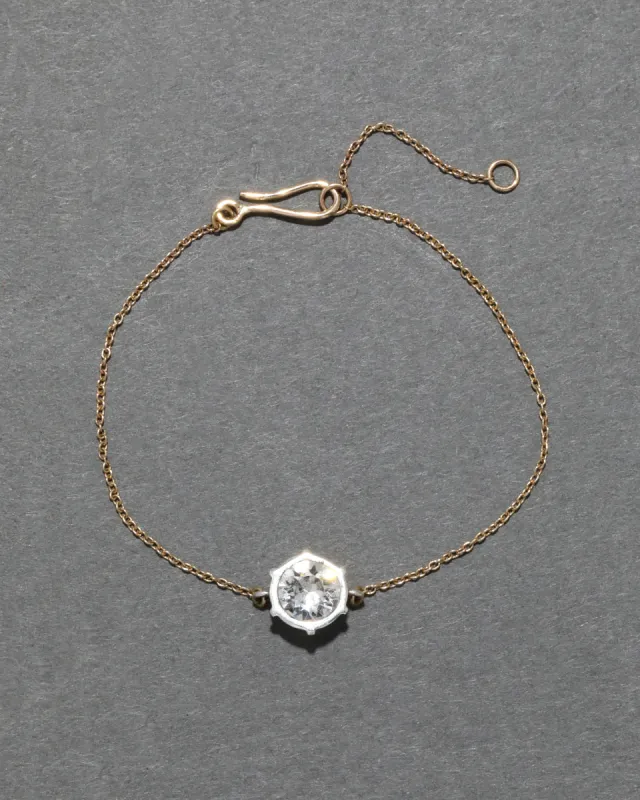 Sterling Silver & 14k Gold Cut Luminous Crystal Solitaire Chain Bracelet sold by Alexis Bittar