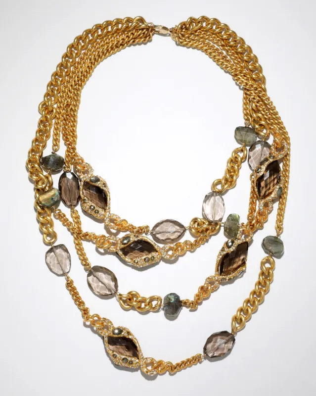 Archive Byzantine Multi Strand Crystal Encrusted Stone Bib Necklace sold by Alexis Bittar