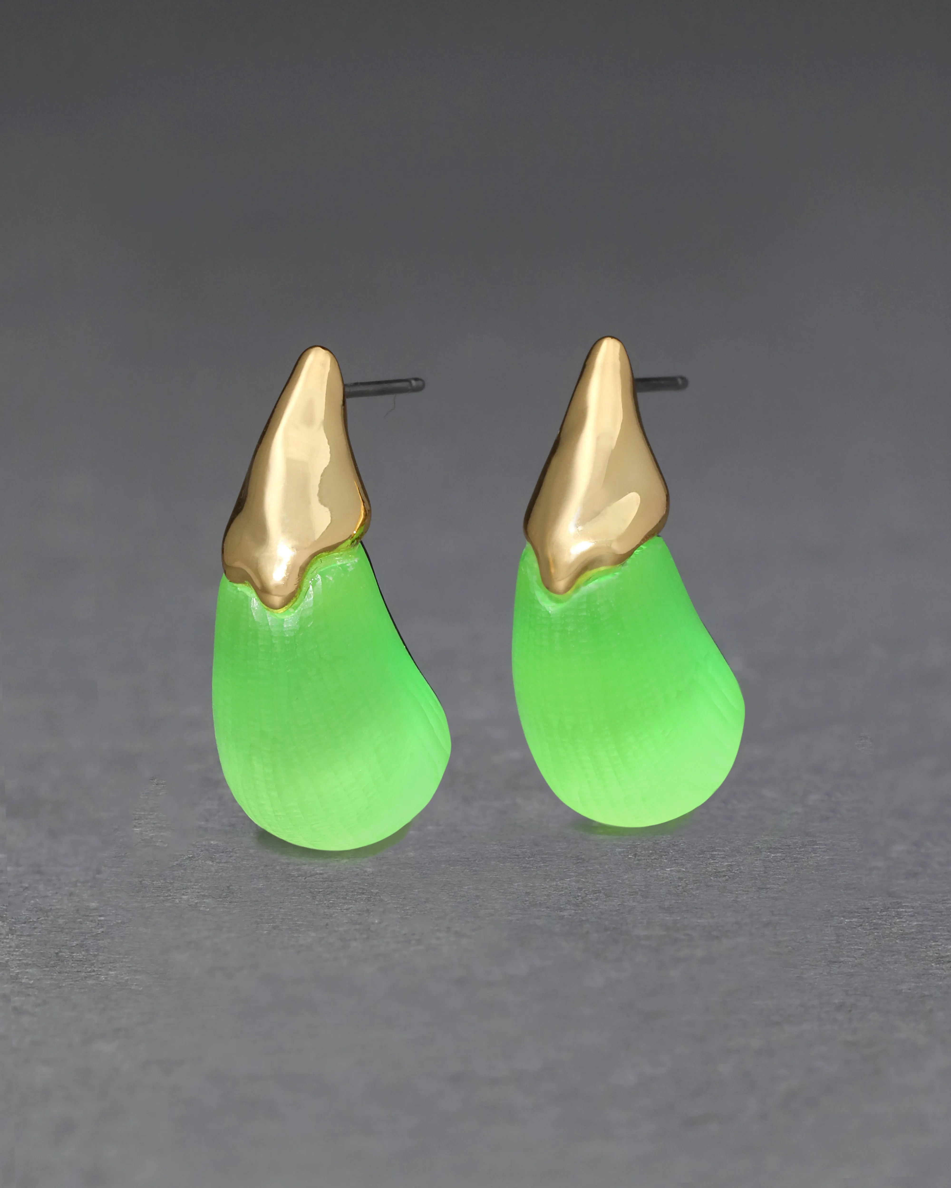 Lucite Arched Small Post Earring- Neon Green sold by Alexis Bittar