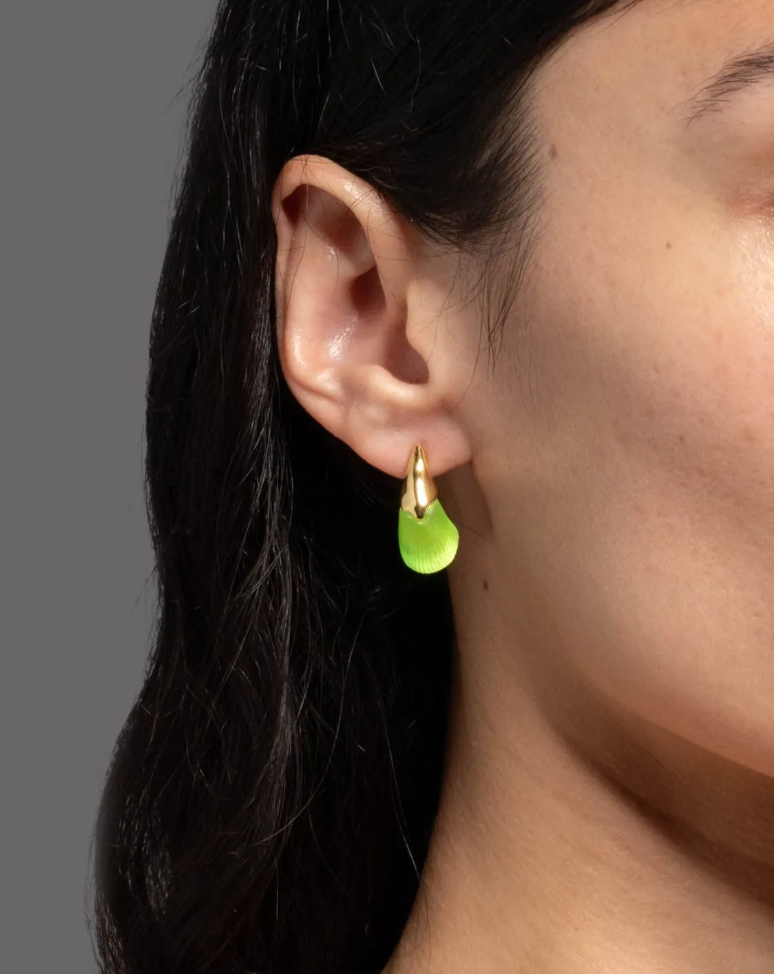 Lucite Arched Small Post Earring- Neon Green sold by Alexis Bittar product image thumbnail 2