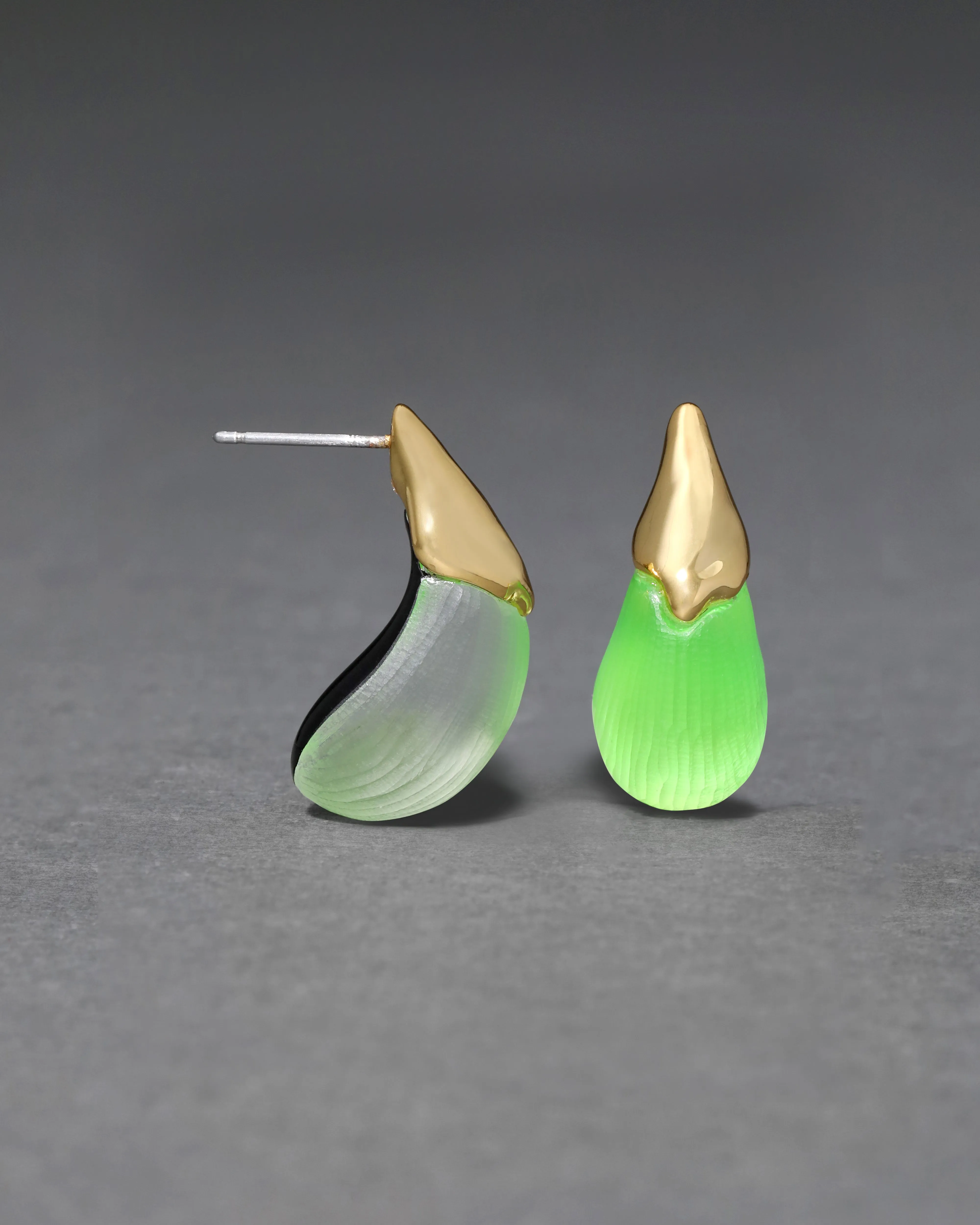 Lucite Arched Small Post Earring- Neon Green sold by Alexis Bittar product image thumbnail 3