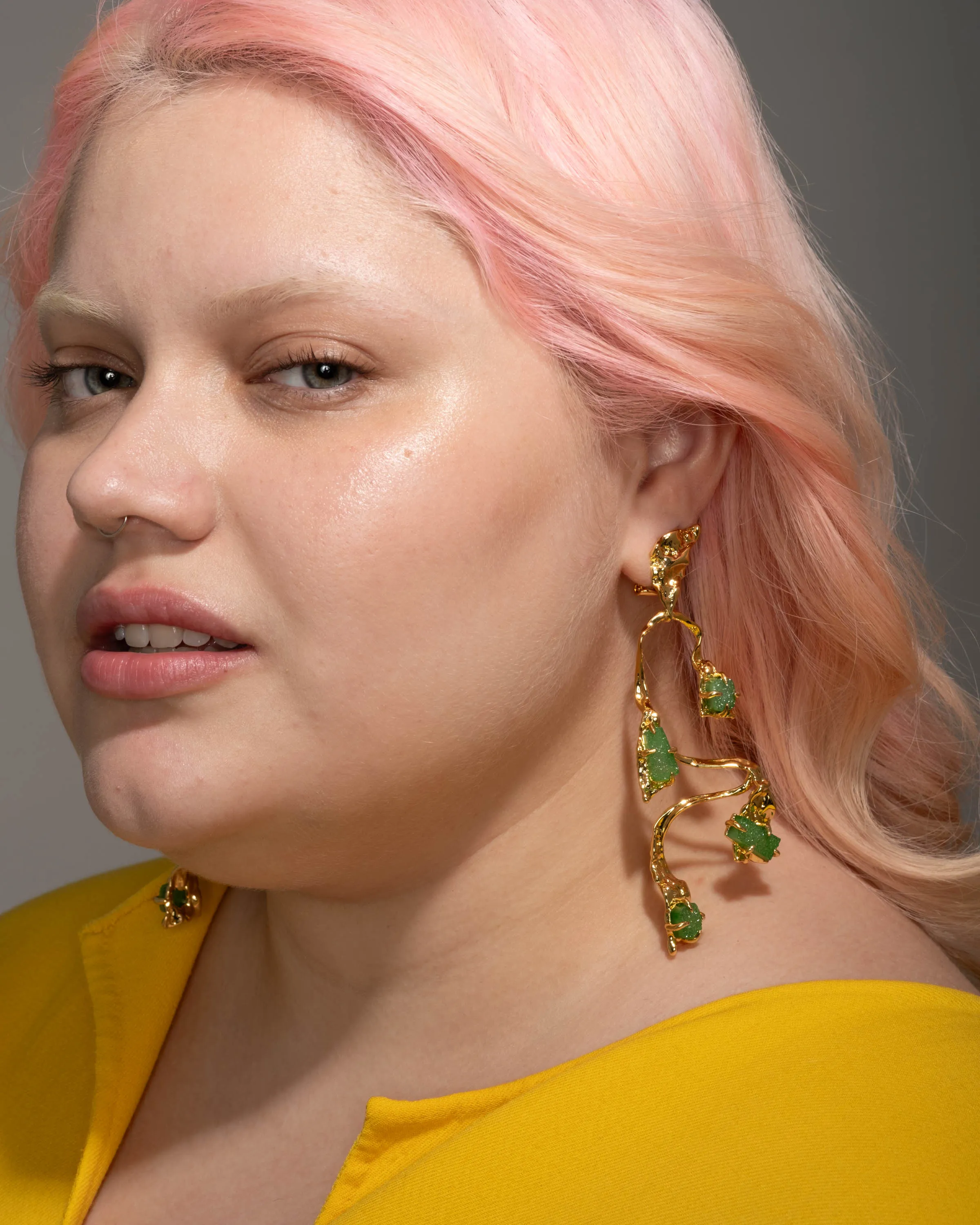 Mobile Green Druzy Large Balance Earring sold by Alexis Bittar product image thumbnail 4