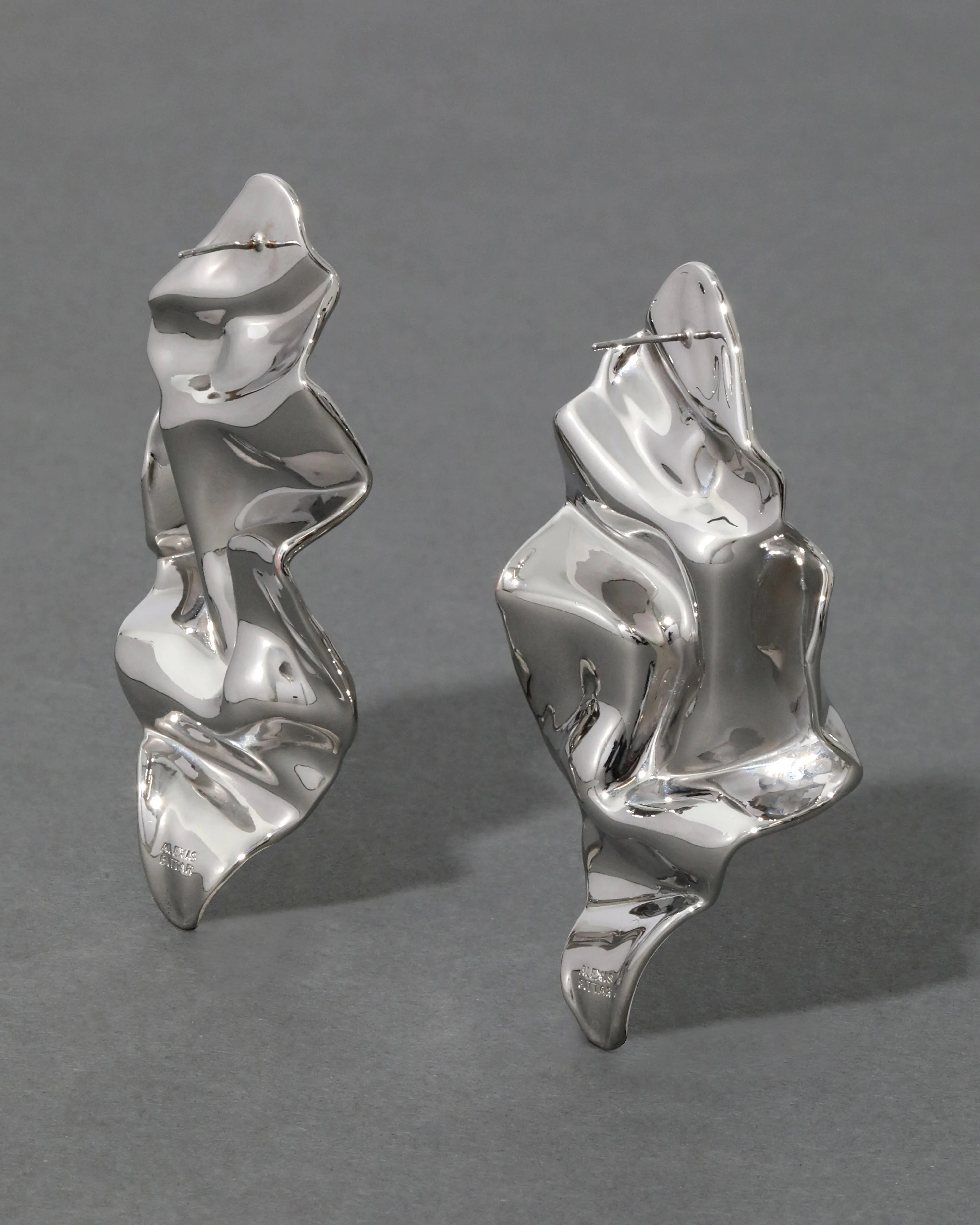 Crumpled Large Post Earring- Silver sold by Alexis Bittar product image thumbnail 3