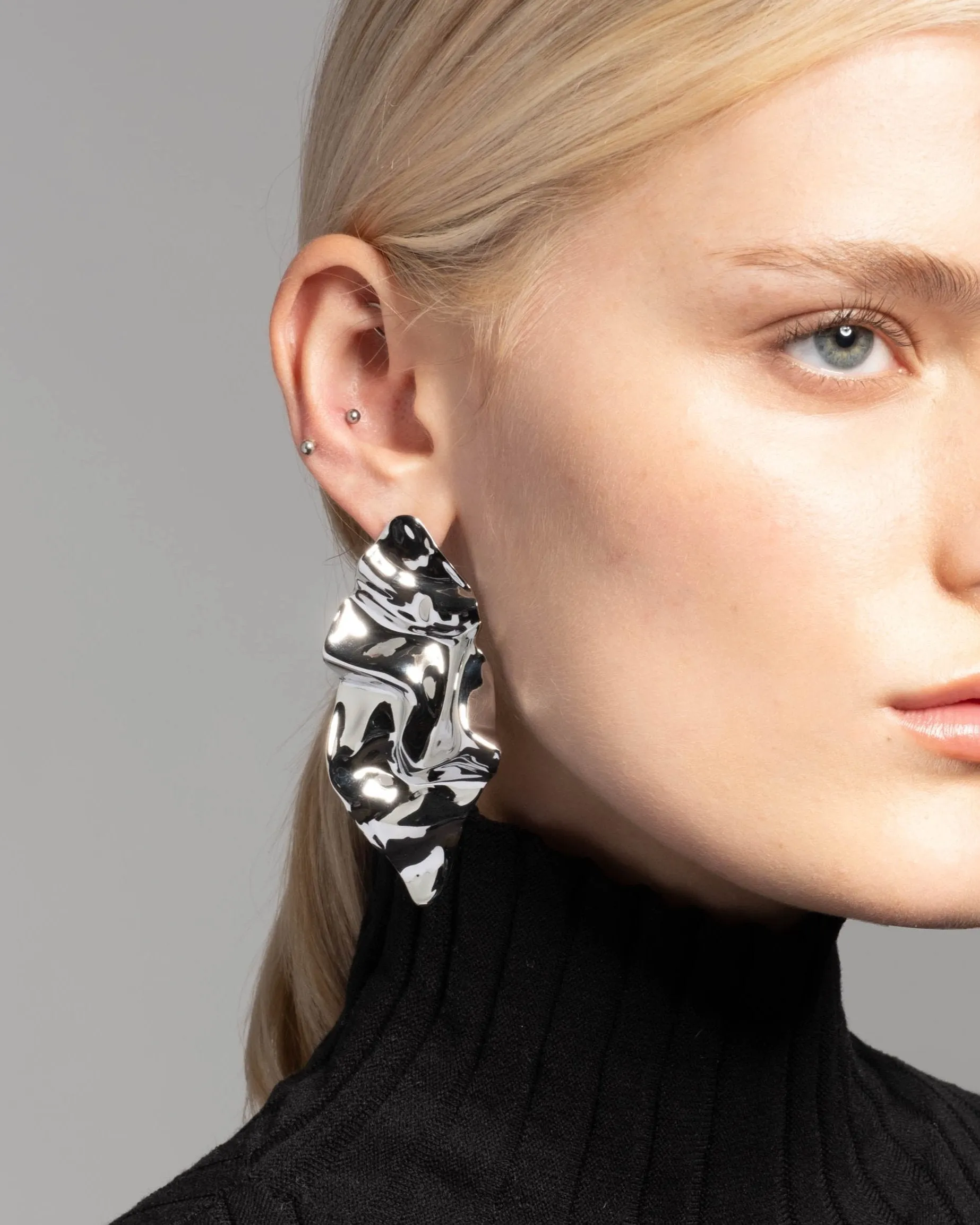Crumpled Large Post Earring- Silver sold by Alexis Bittar