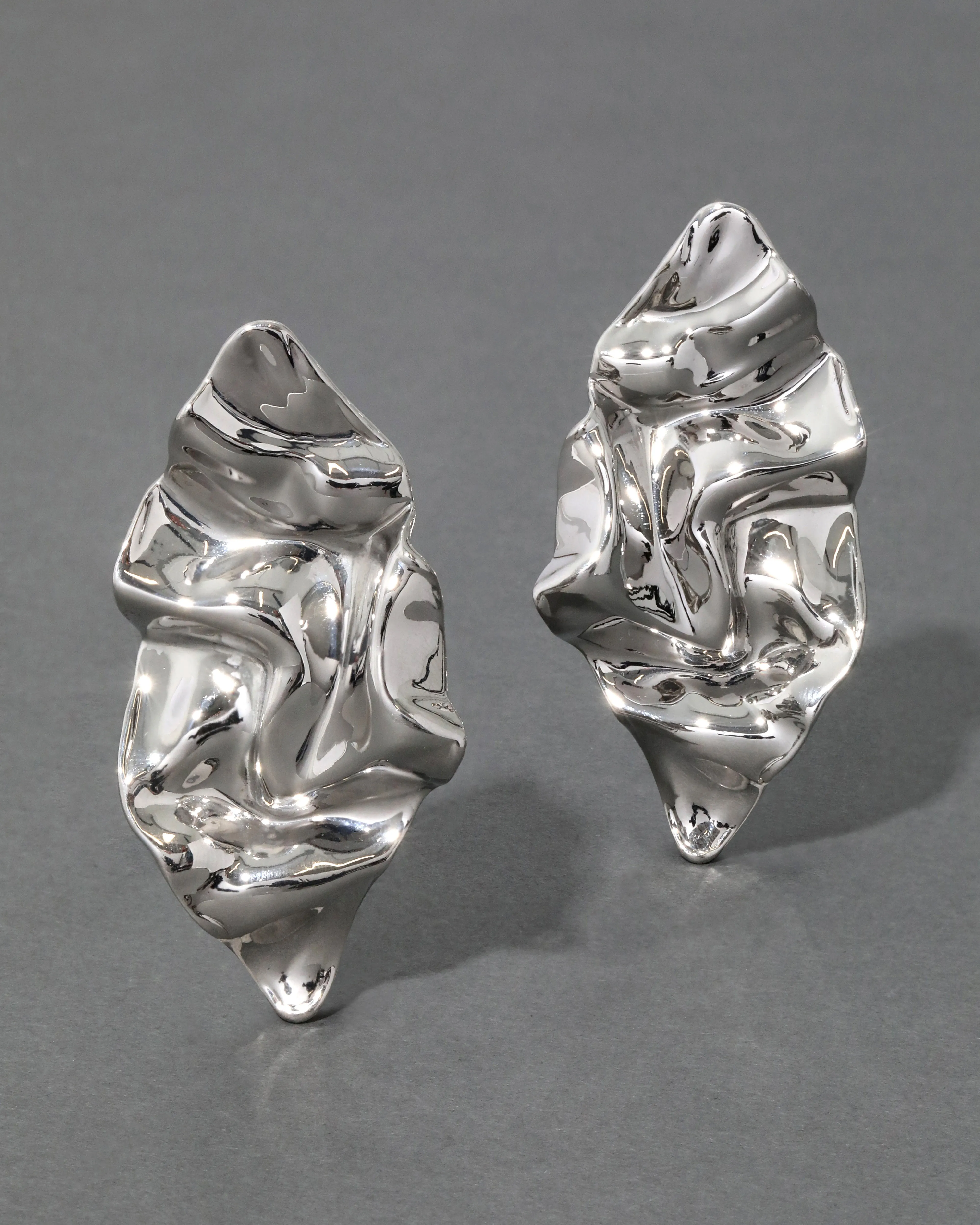 Crumpled Large Post Earring- Silver sold by Alexis Bittar product image thumbnail 2