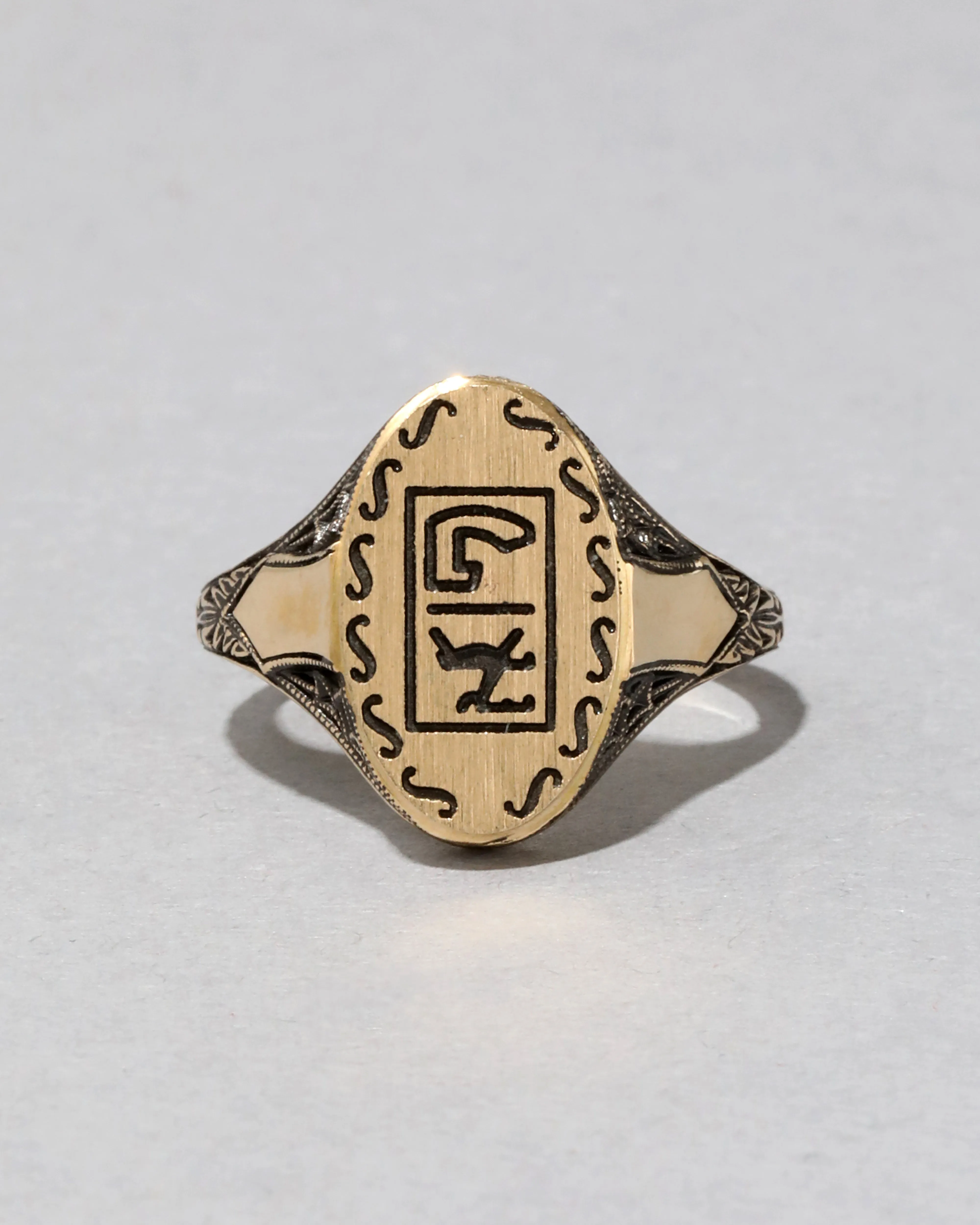 Antique 1910s 14k Gold Signet Runes Ring sold by Alexis Bittar