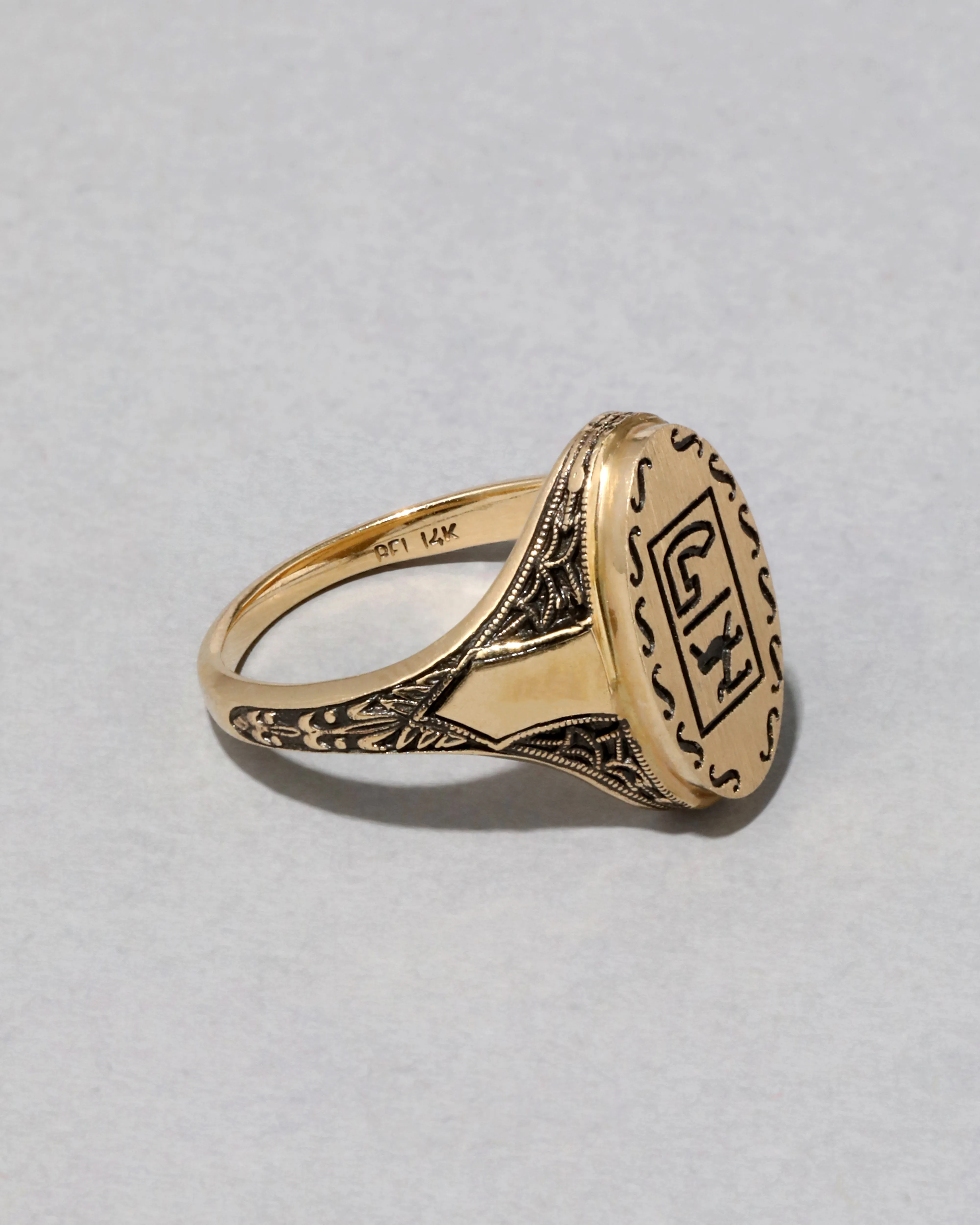 Antique 1910s 14k Gold Signet Runes Ring sold by Alexis Bittar product image thumbnail 3