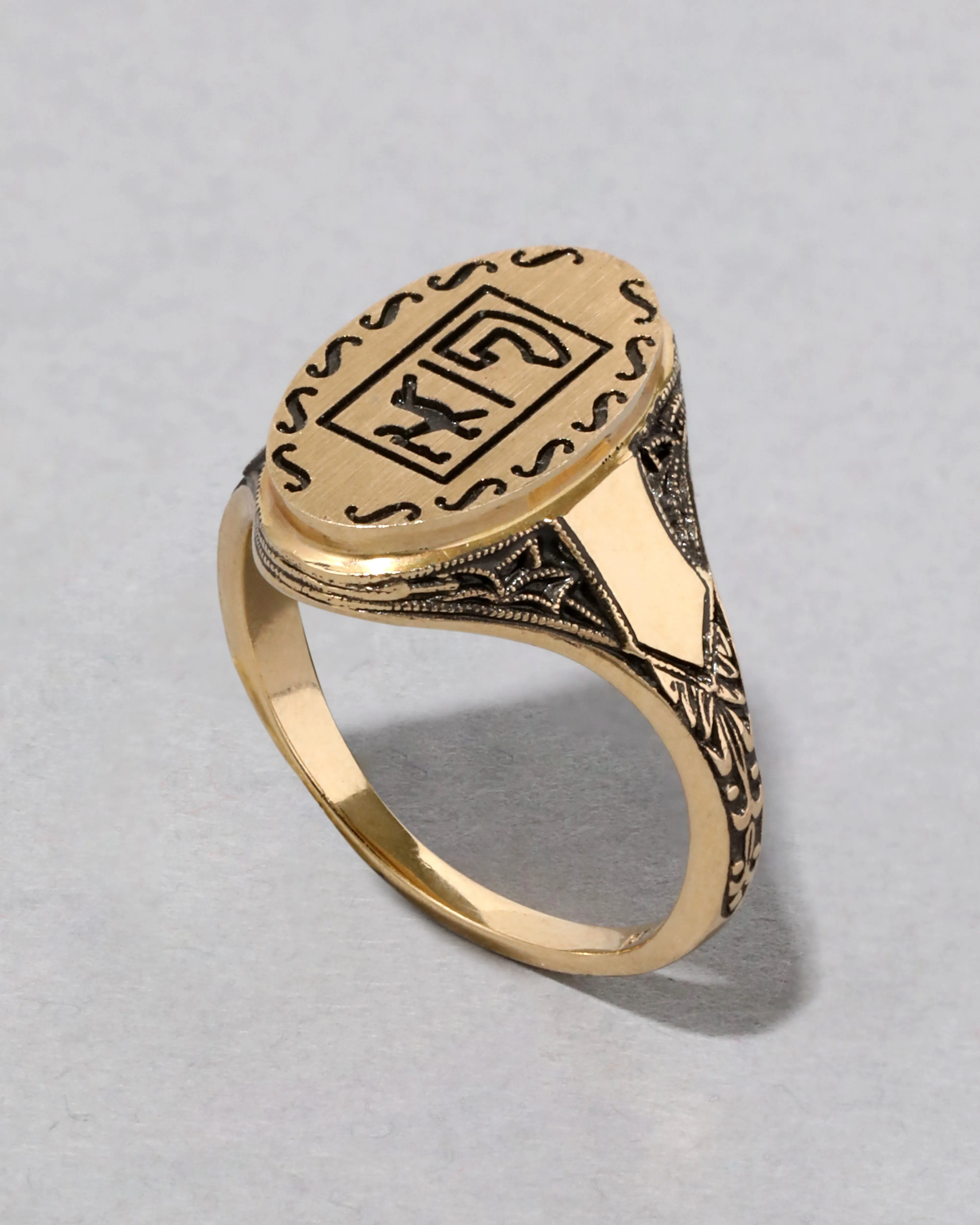 Antique 1910s 14k Gold Signet Runes Ring sold by Alexis Bittar product image thumbnail 2