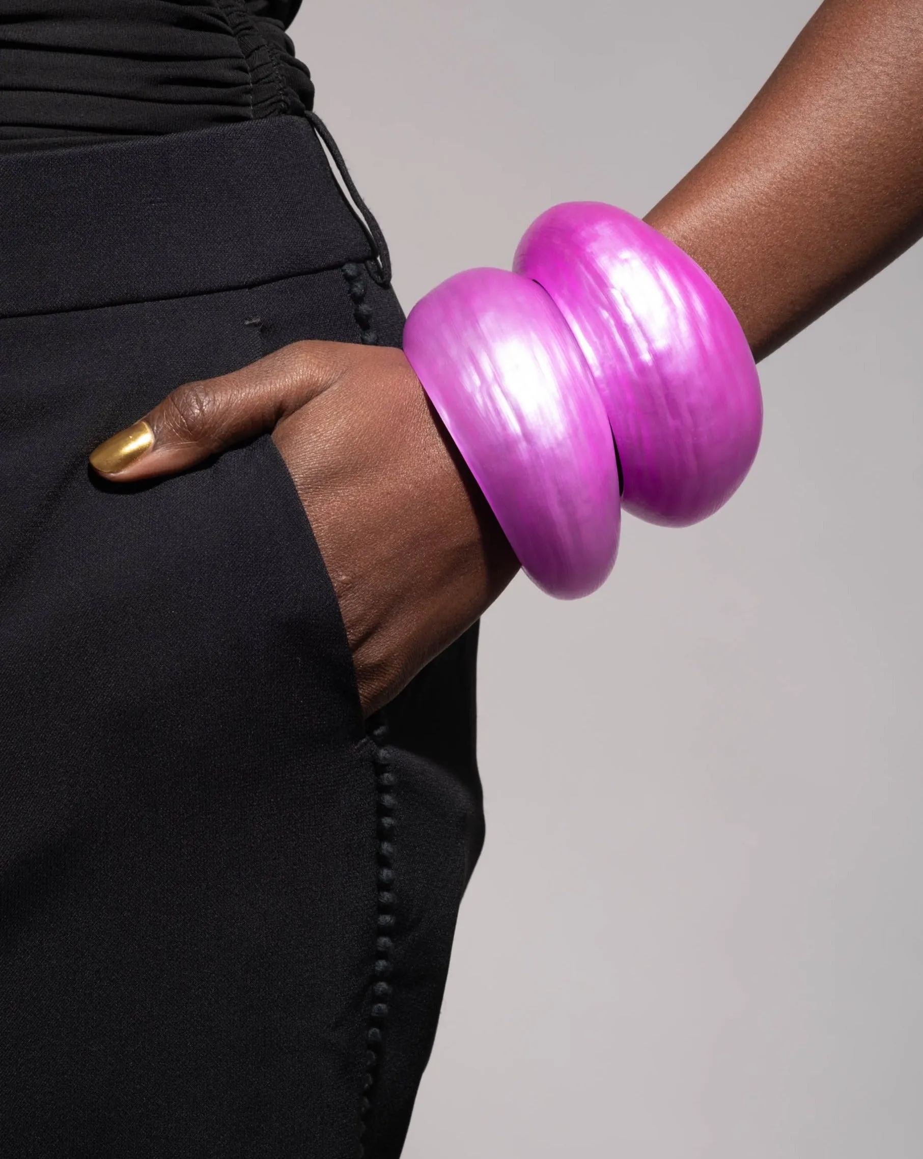 Puffy Lucite Tapered Bangle Bracelet- Azalea sold by Alexis Bittar product image thumbnail 4