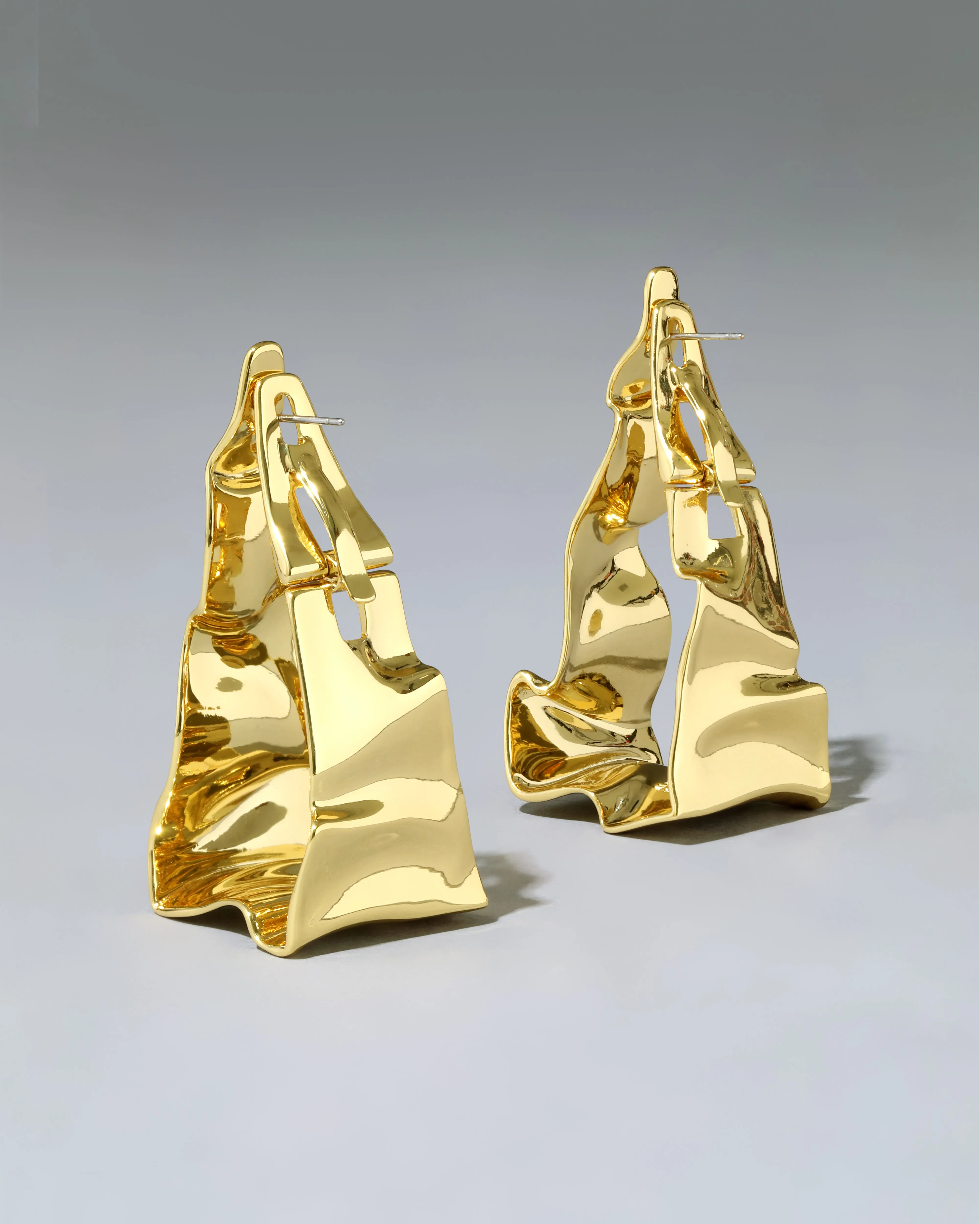 Crumpled Gold Tapered Hoop Earring sold by Alexis Bittar product image thumbnail 5