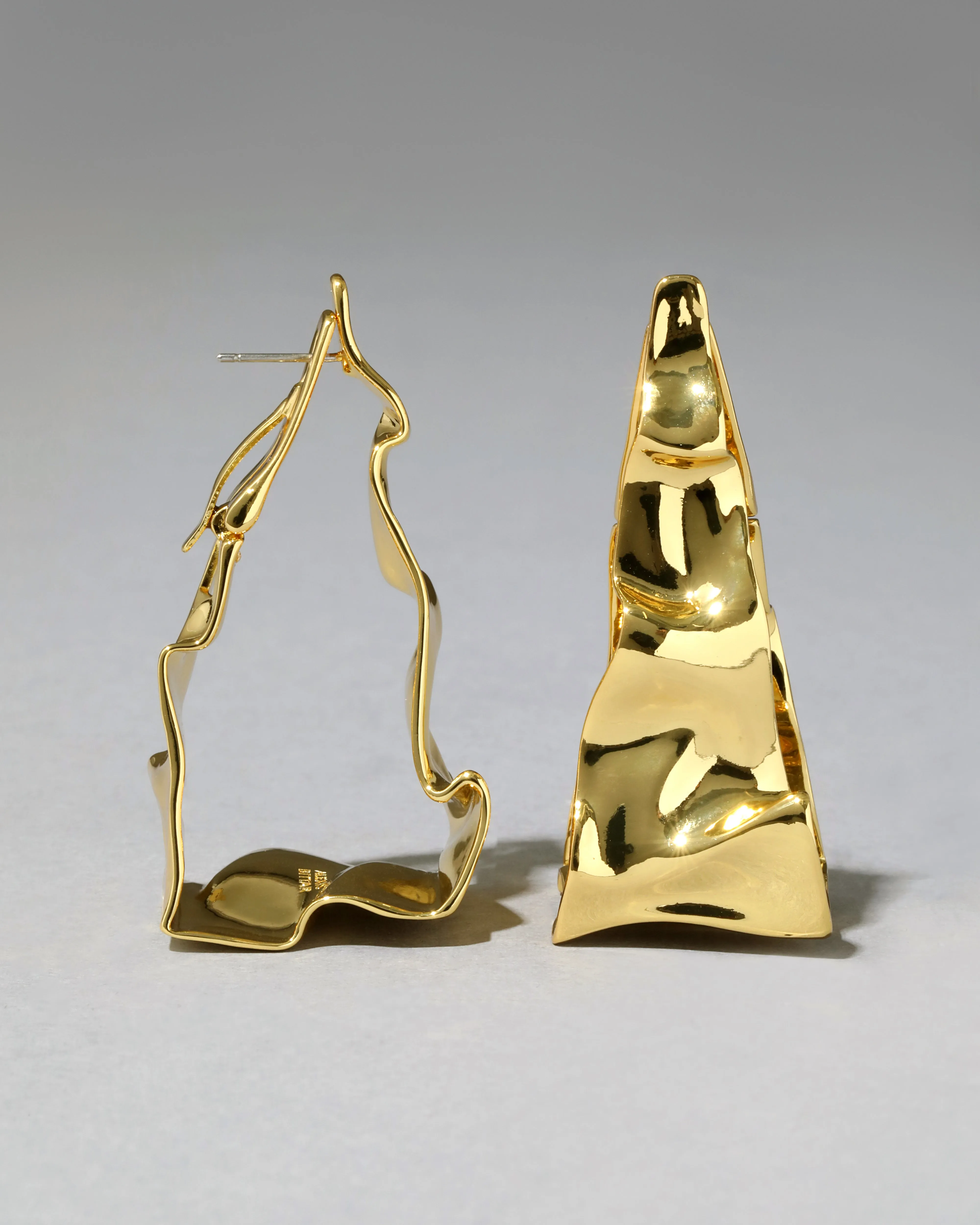Crumpled Gold Tapered Hoop Earring sold by Alexis Bittar product image thumbnail 4