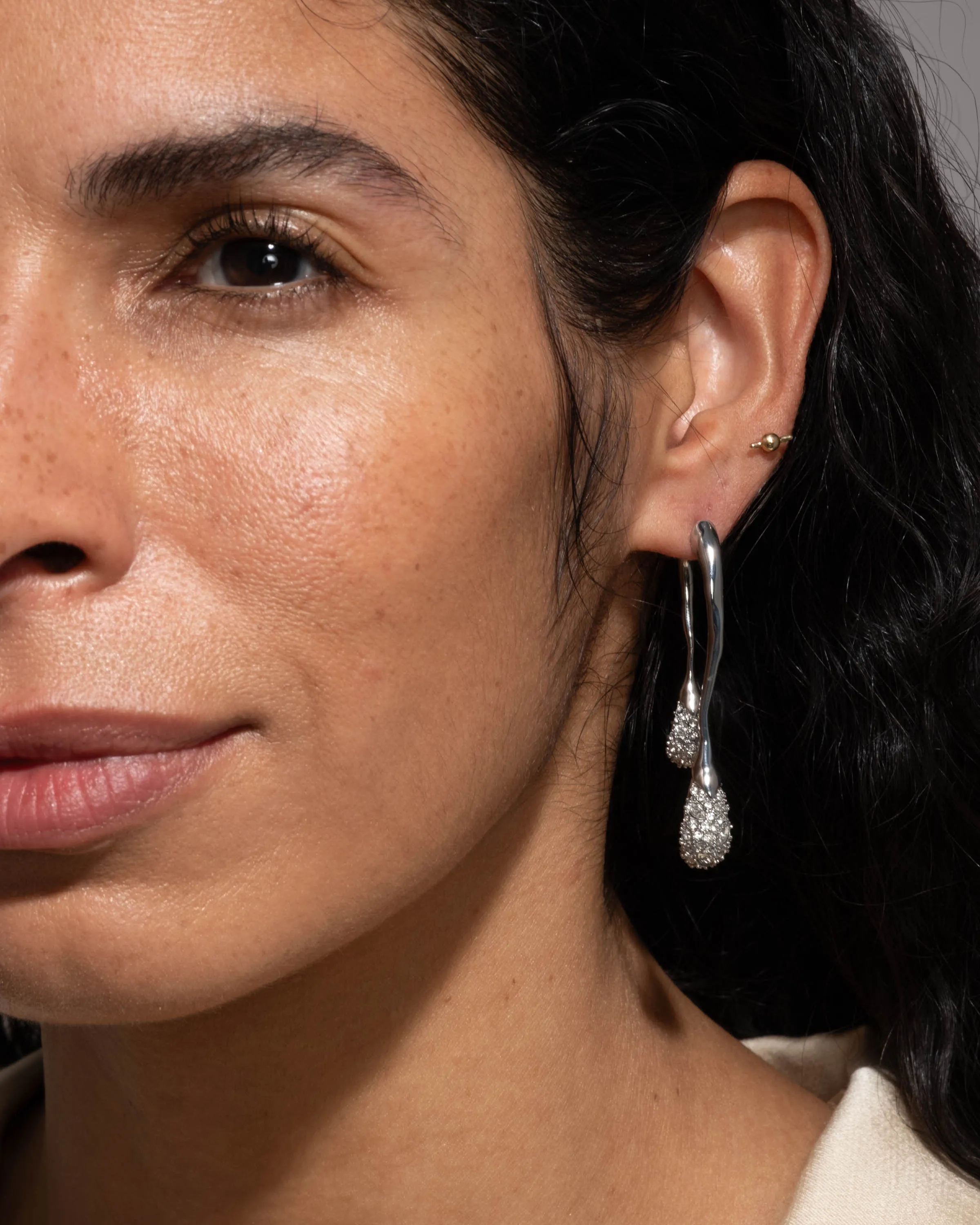 Solanales Crystal Front Back Double Drop Earring - Silver sold by Alexis Bittar product image thumbnail 4