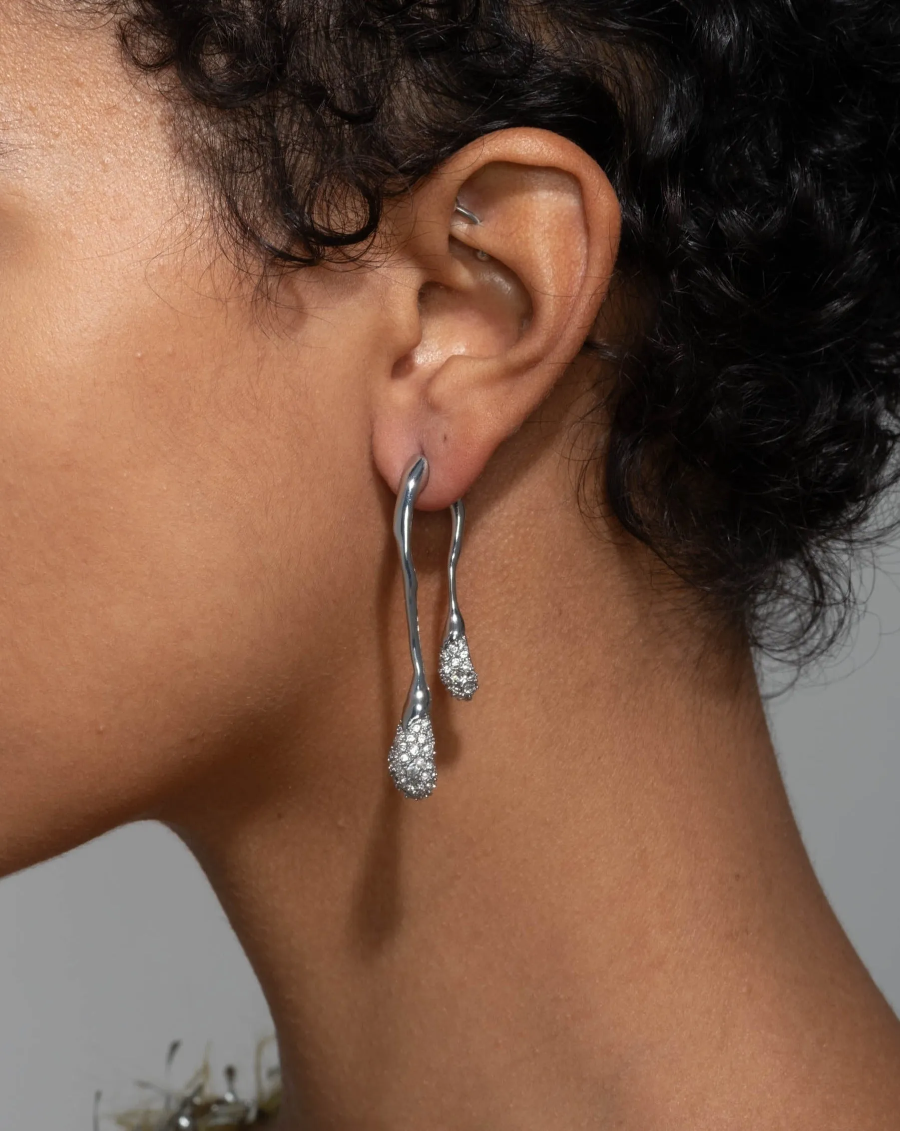 Solanales Crystal Front Back Double Drop Earring - Silver sold by Alexis Bittar product image thumbnail 3