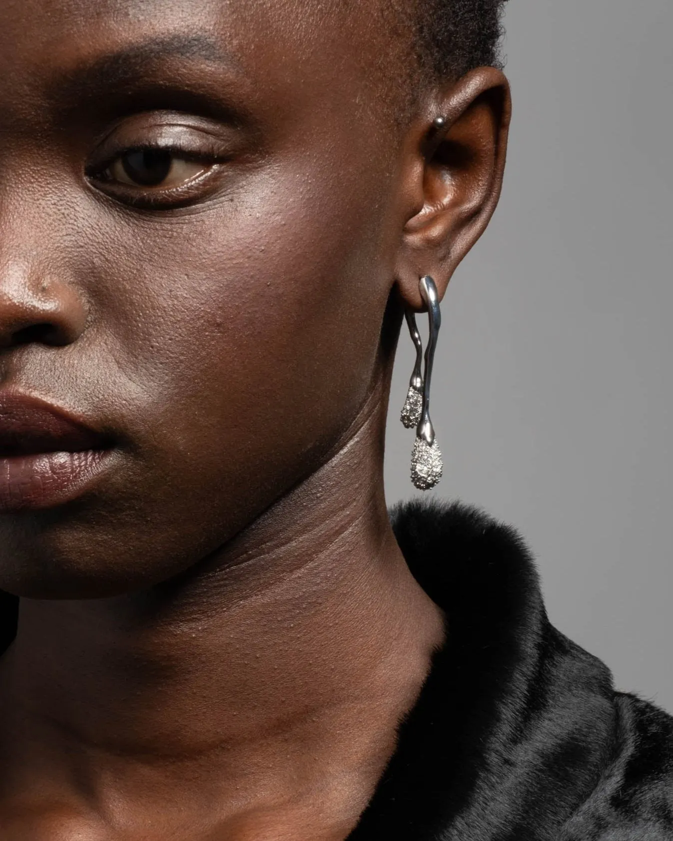 Solanales Crystal Front Back Double Drop Earring - Silver sold by Alexis Bittar product image thumbnail 2