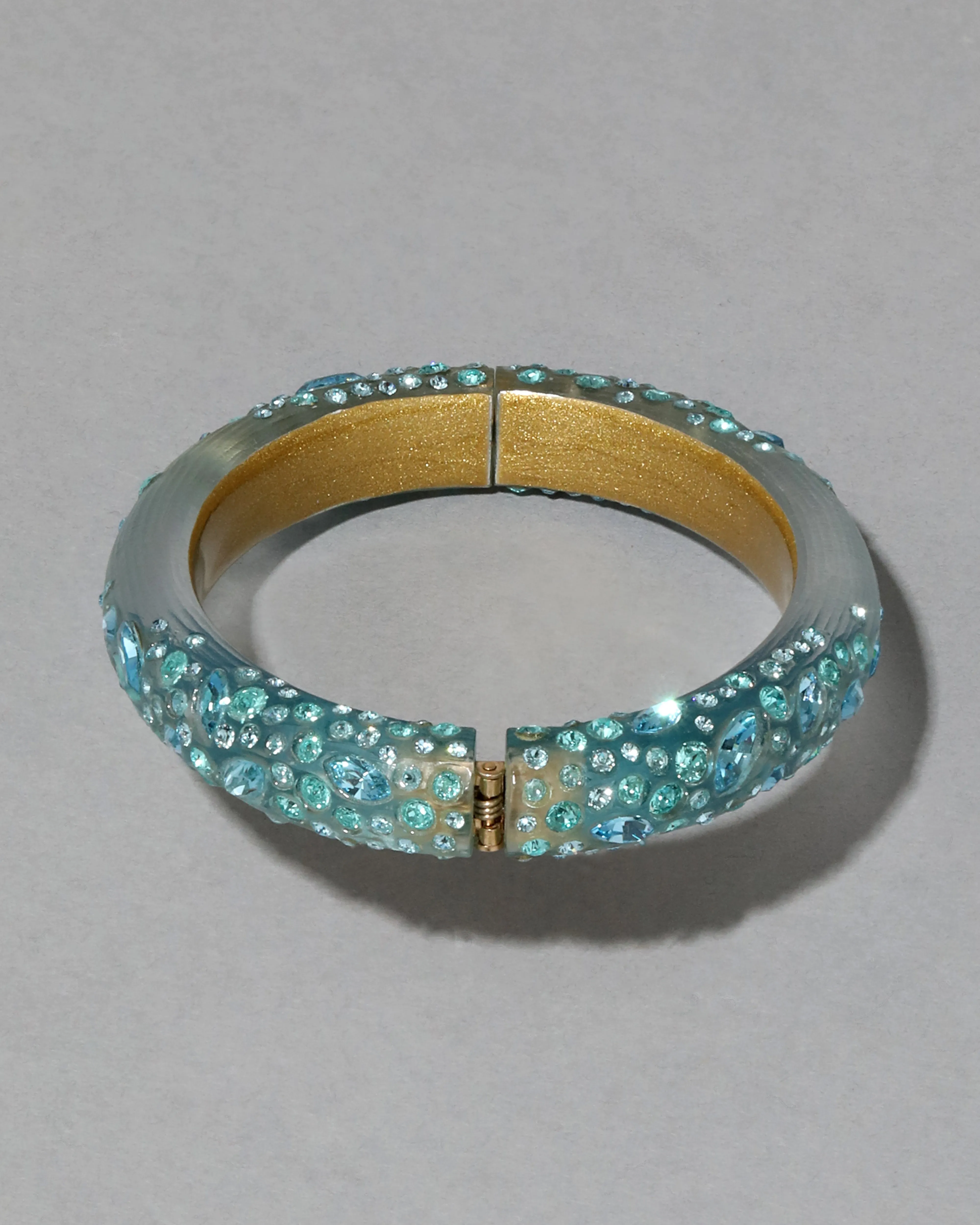 Confetti Crystal Lucite Skinny Hinge Bracelet- Bermuda Blue sold by Alexis Bittar product image thumbnail 4