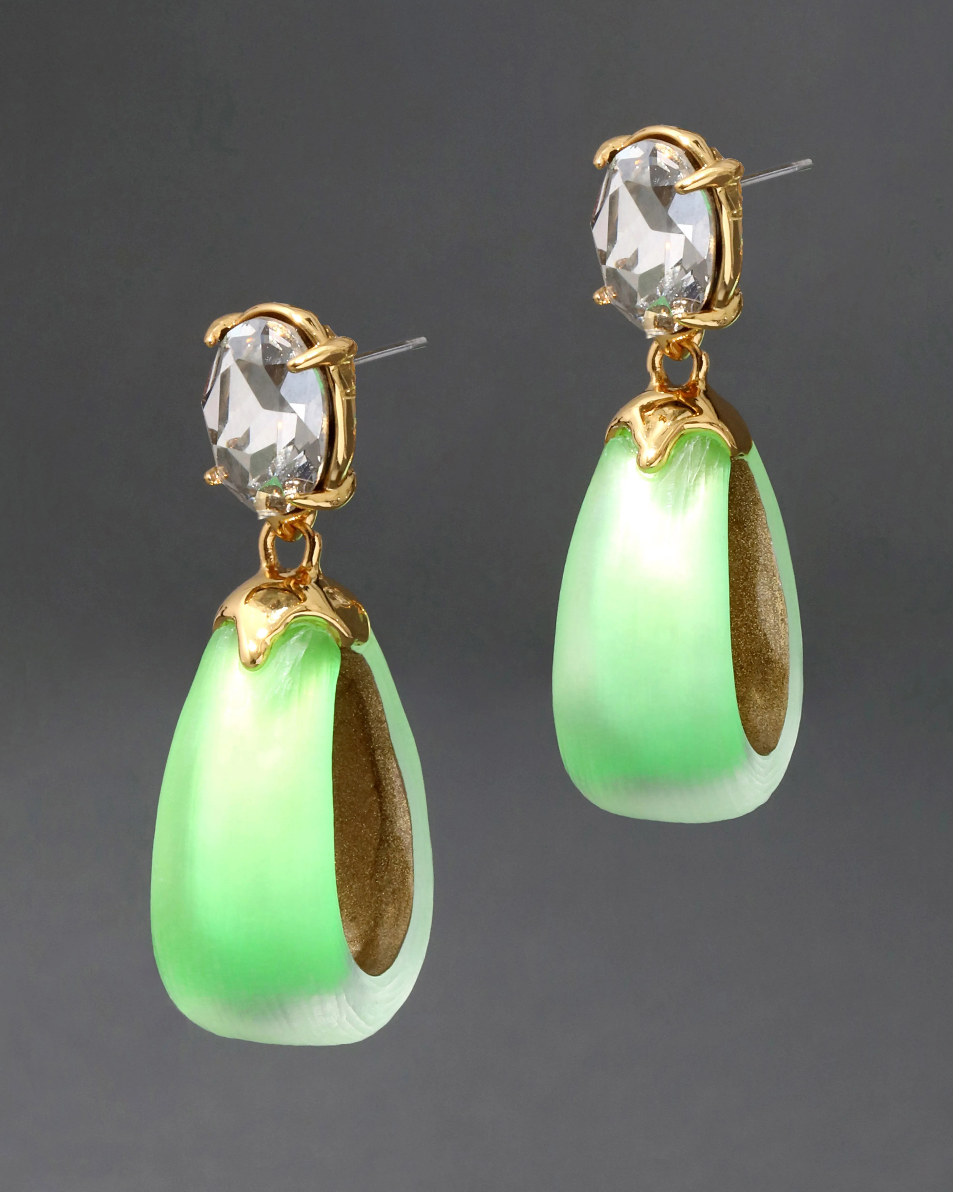 Bonbon Crystal Lucite Small Teardrop Hoop Earring- Neon Green sold by Alexis Bittar product image thumbnail 4