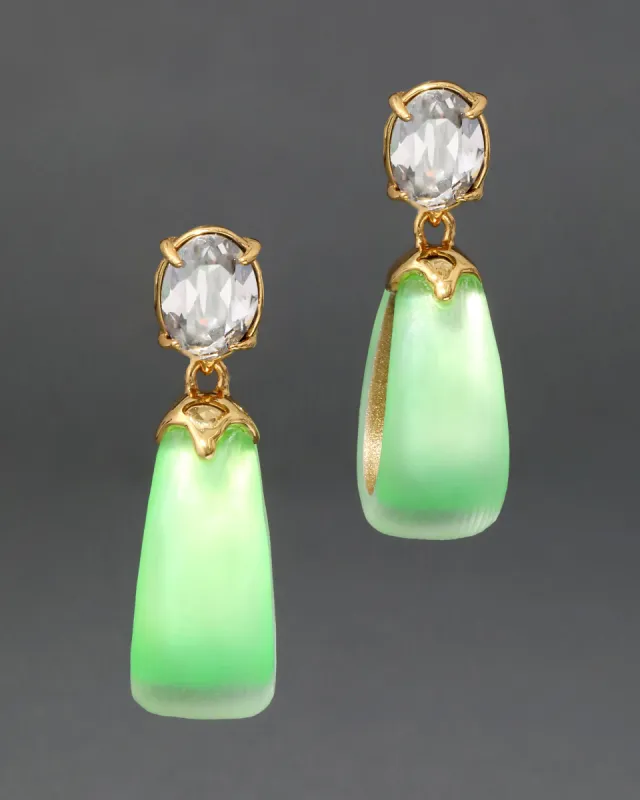 Bonbon Crystal Lucite Small Teardrop Hoop Earring- Neon Green sold by Alexis Bittar
