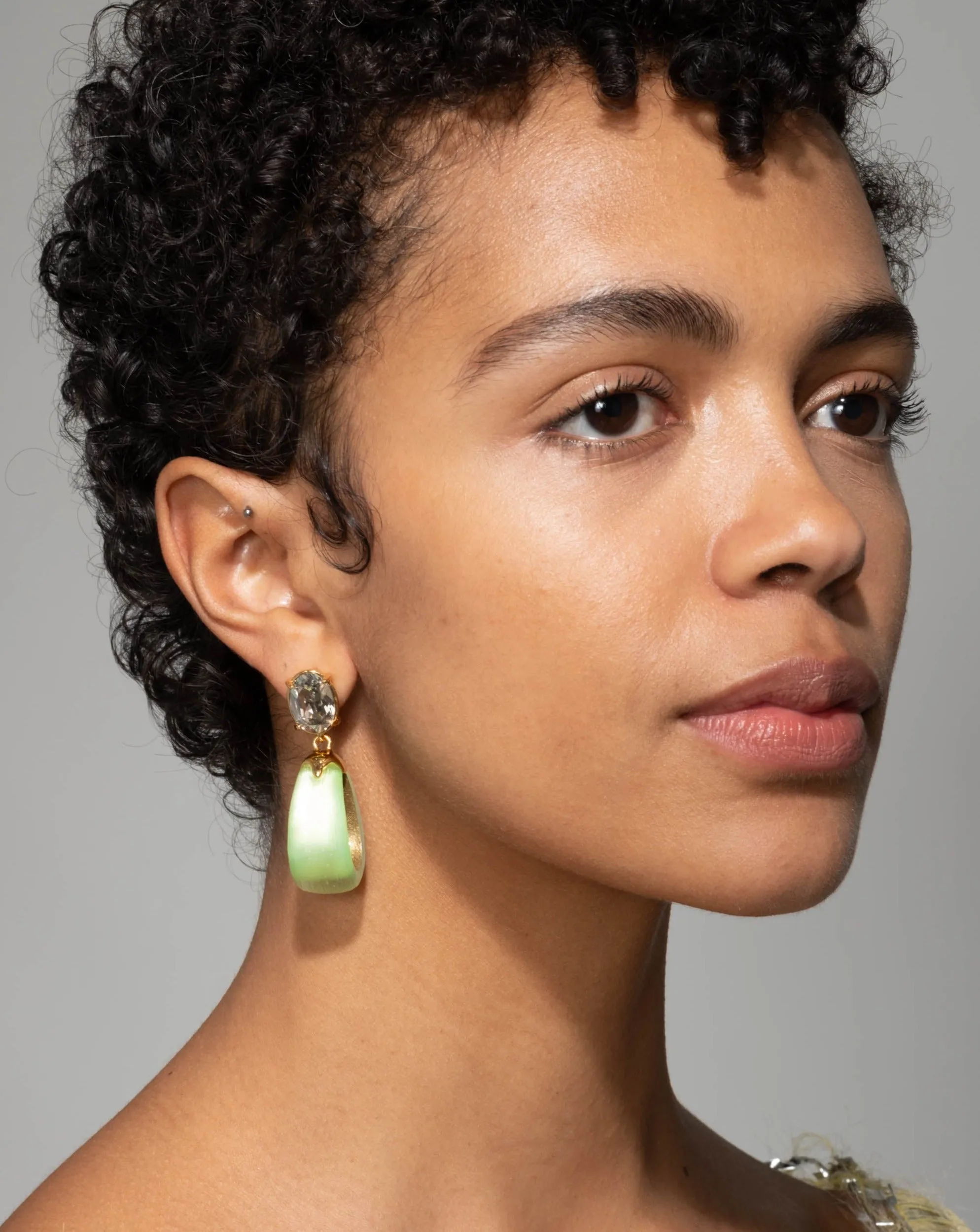 Bonbon Crystal Lucite Small Teardrop Hoop Earring- Neon Green sold by Alexis Bittar product image thumbnail 2