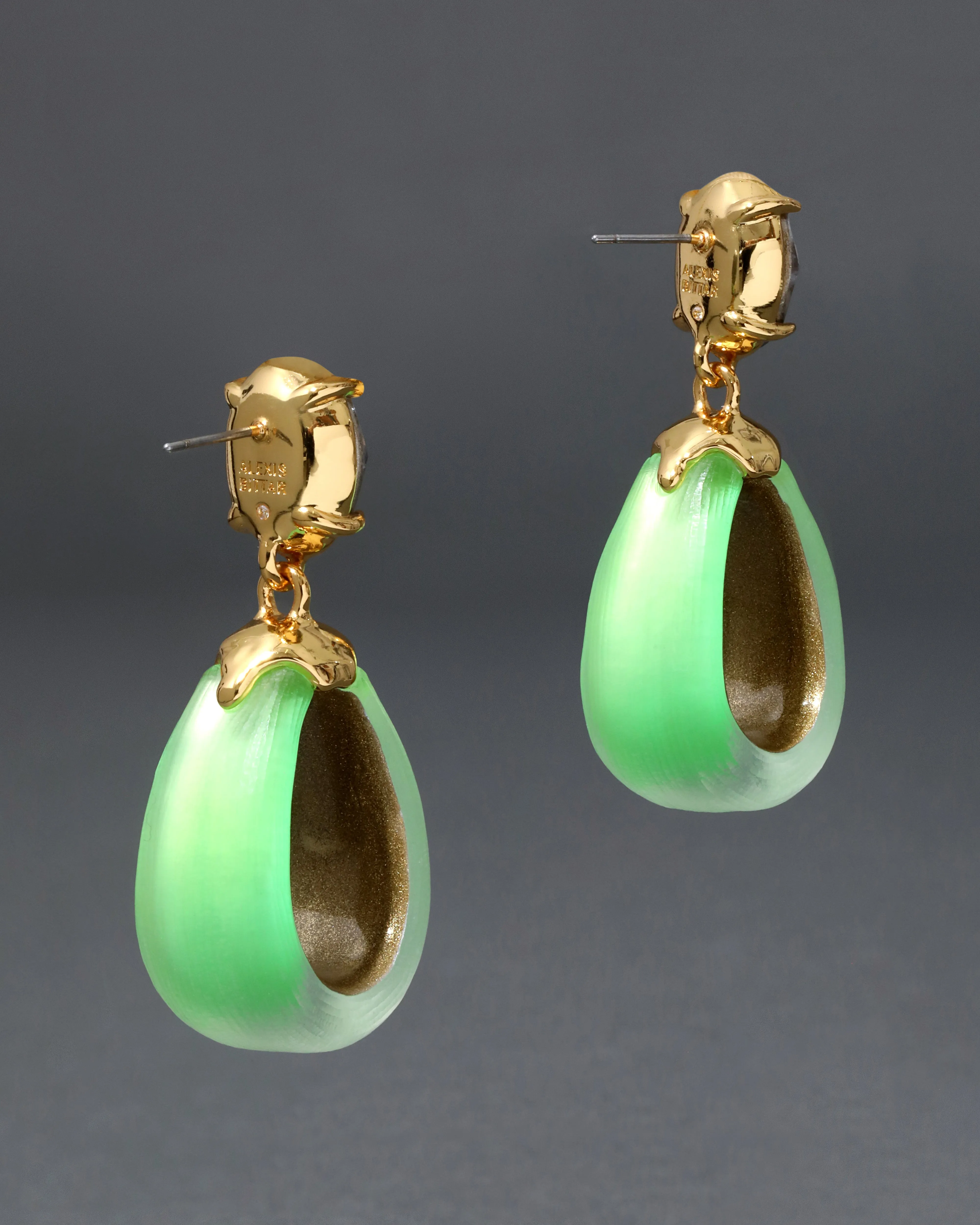 Bonbon Crystal Lucite Small Teardrop Hoop Earring- Neon Green sold by Alexis Bittar product image thumbnail 5