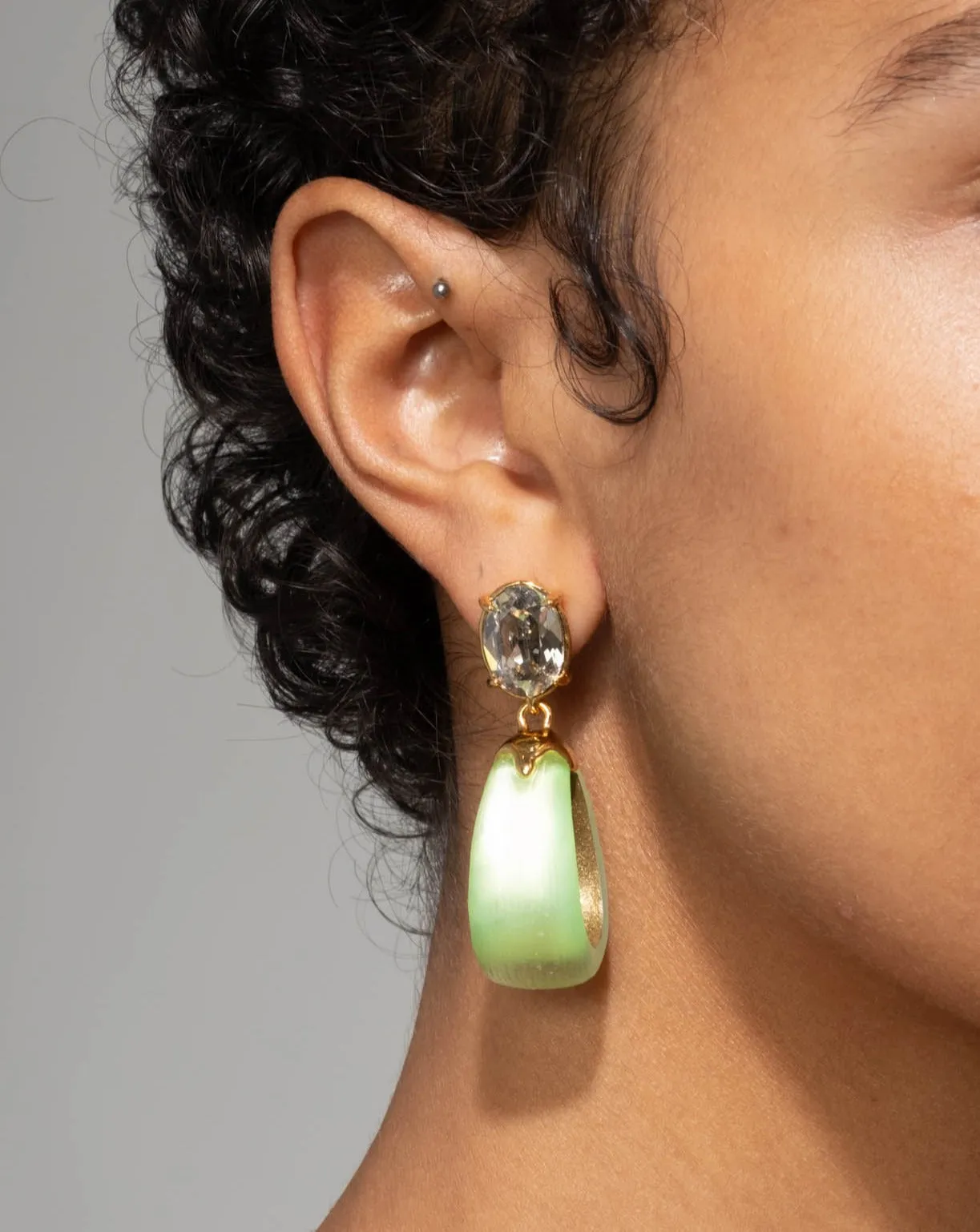 Bonbon Crystal Lucite Small Teardrop Hoop Earring- Neon Green sold by Alexis Bittar product image thumbnail 3