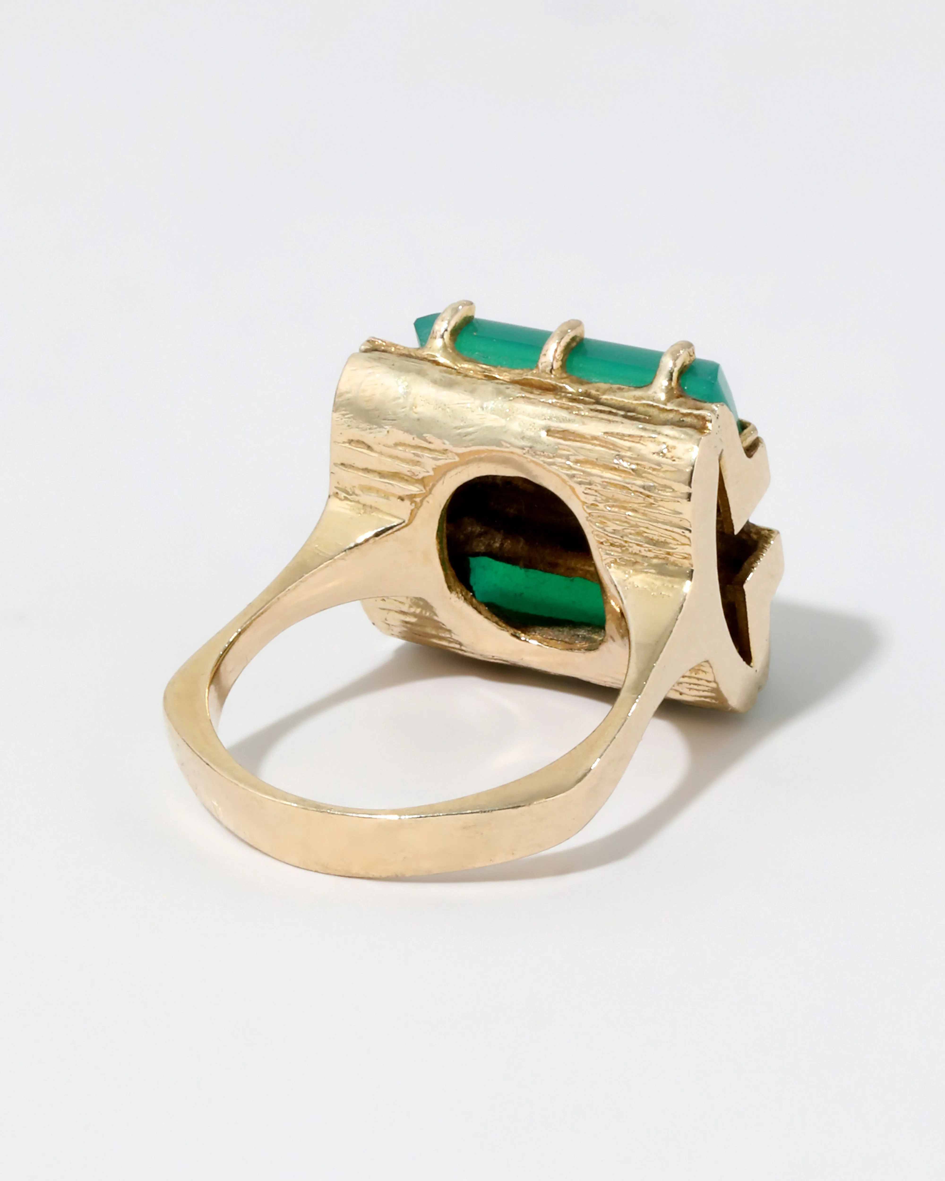Vintage 1970s 14k Gold Green Onyx Geometric Ring sold by Alexis Bittar product image thumbnail 4