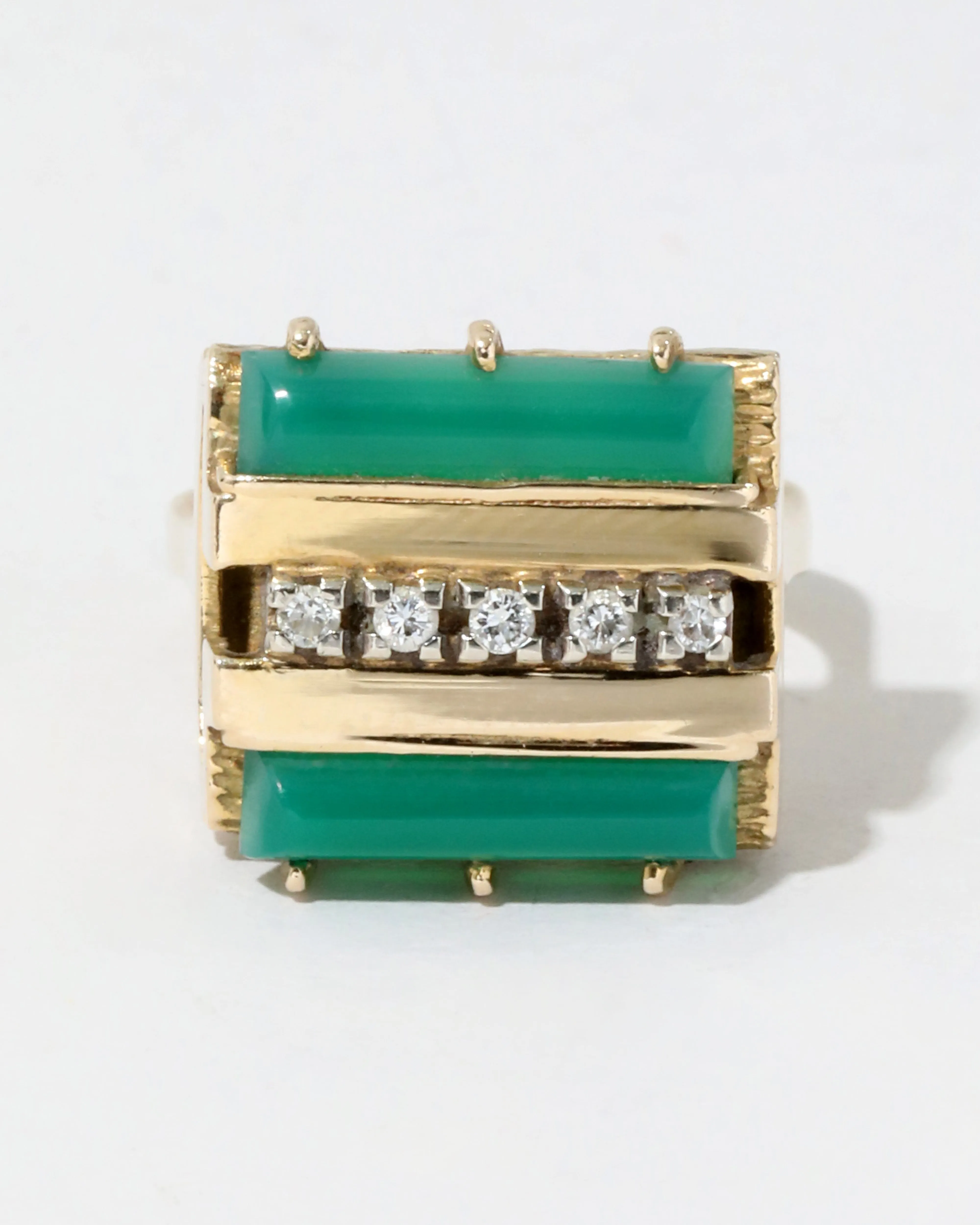 Vintage 1970s 14k Gold Green Onyx Geometric Ring sold by Alexis Bittar product image thumbnail 3