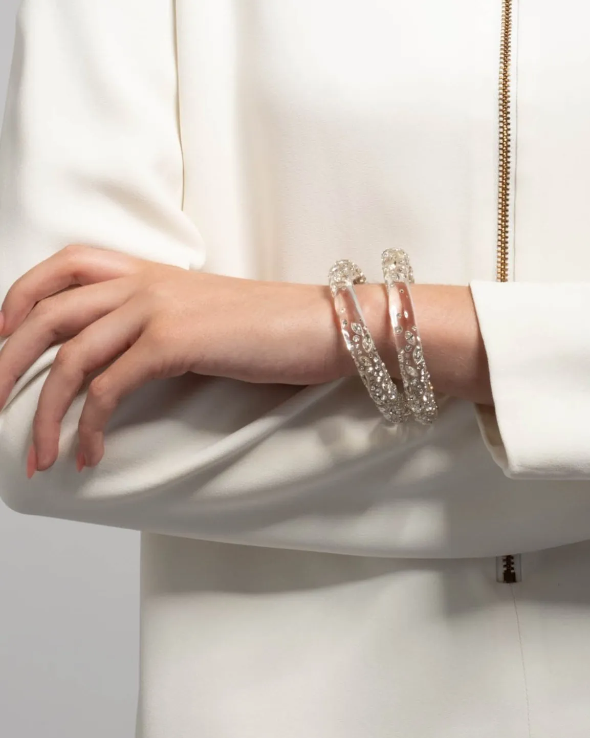 Confetti Crystal Lucite Skinny Hinge Bracelet- Clear sold by Alexis Bittar product image thumbnail 4