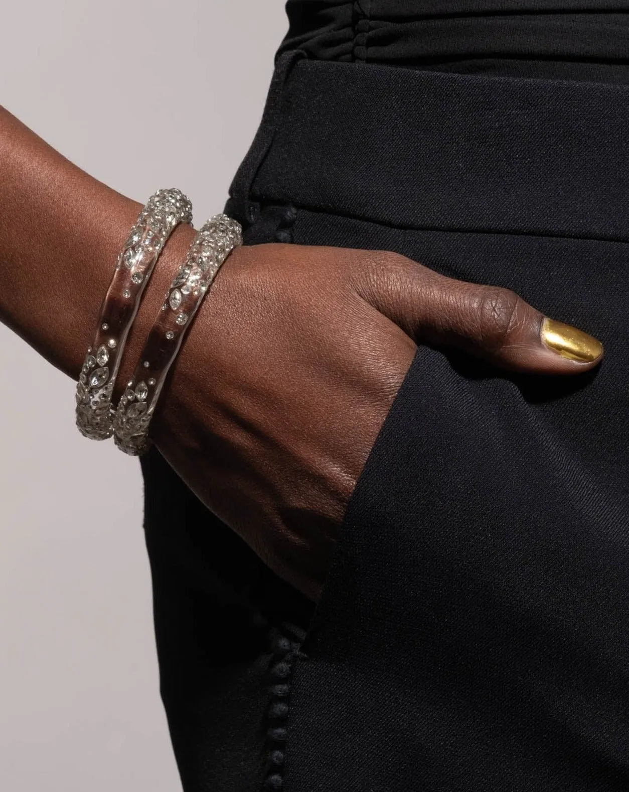 Confetti Crystal Lucite Skinny Hinge Bracelet- Clear sold by Alexis Bittar