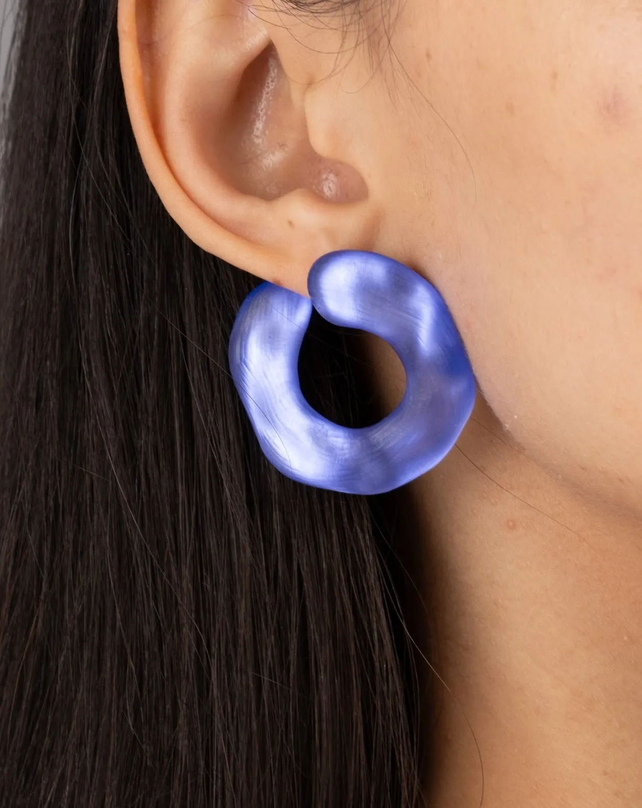 Lucite Large Front Facing Hoop Earring- Electric Violet sold by Alexis Bittar product image thumbnail 2