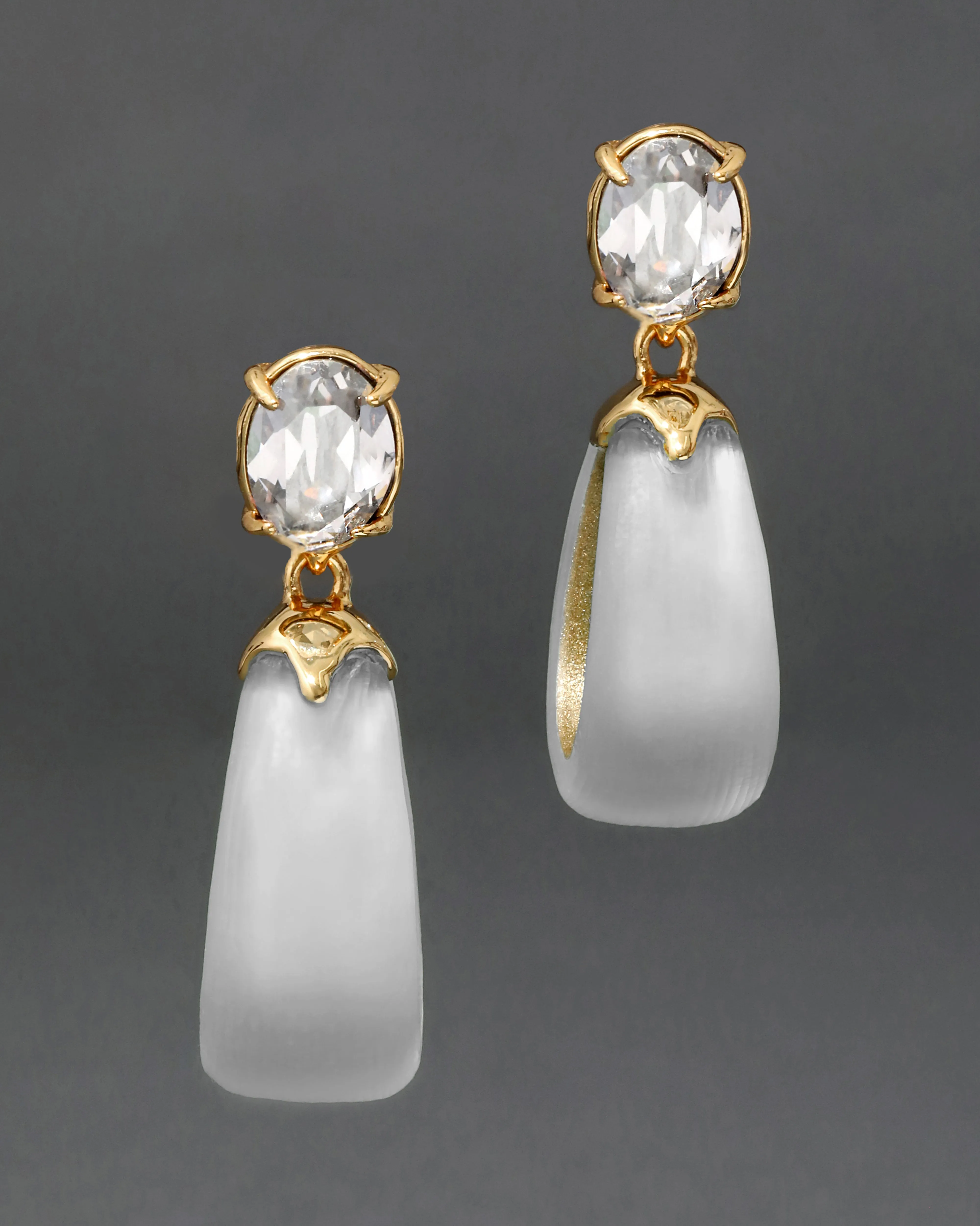 Bonbon Crystal Lucite Small Teardrop Hoop Earring- Silver sold by Alexis Bittar