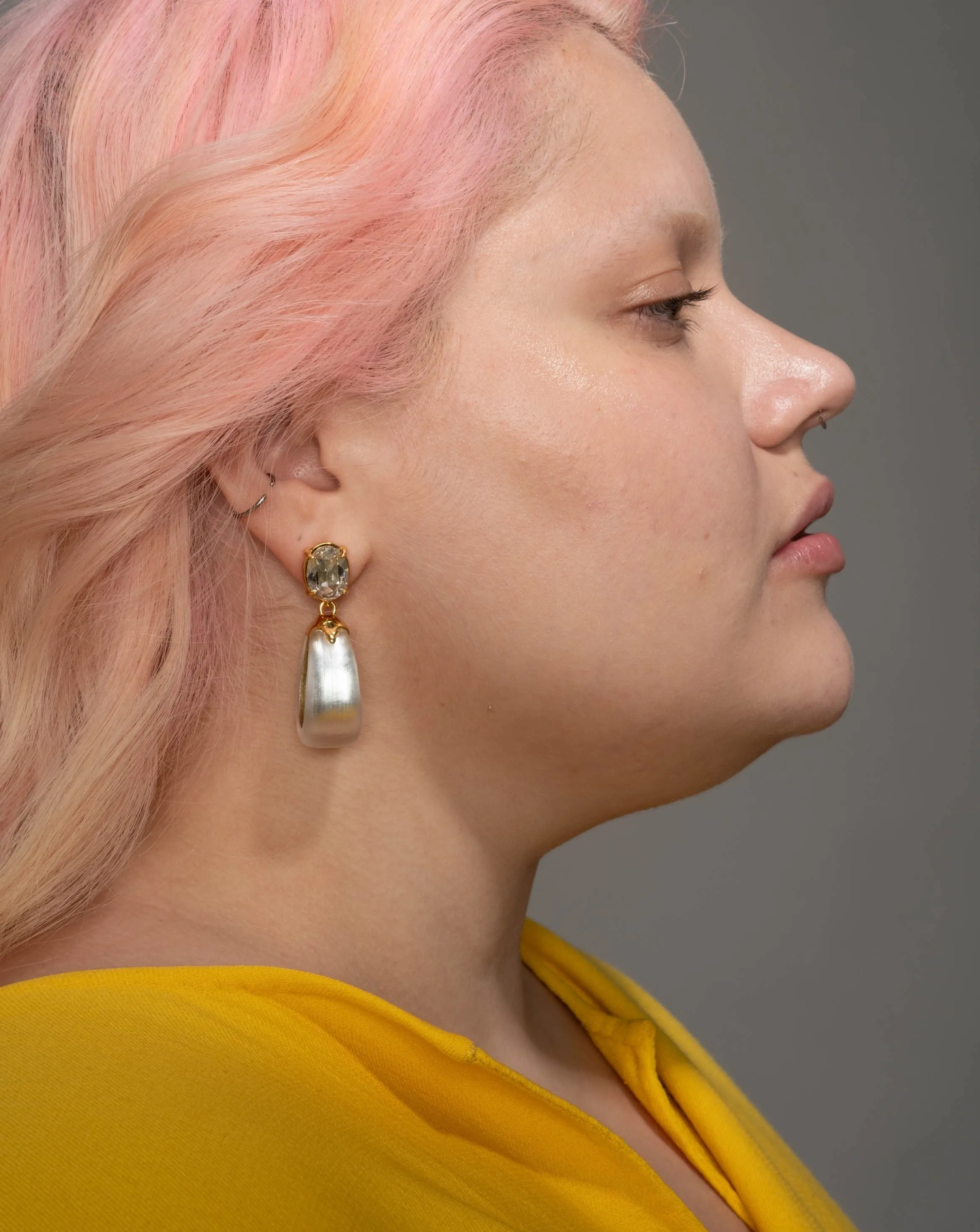 Bonbon Crystal Lucite Small Teardrop Hoop Earring- Silver sold by Alexis Bittar product image thumbnail 2