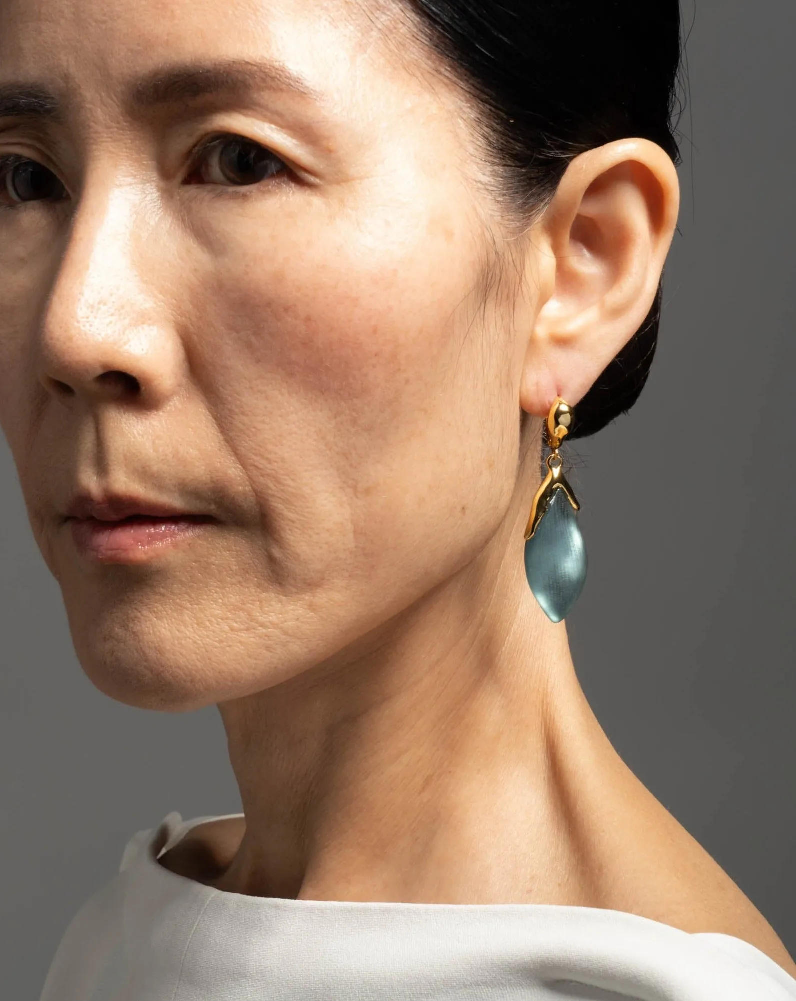 Luminous Lucite Petal Leverback Earring- Teal Blue sold by Alexis Bittar product image thumbnail 2