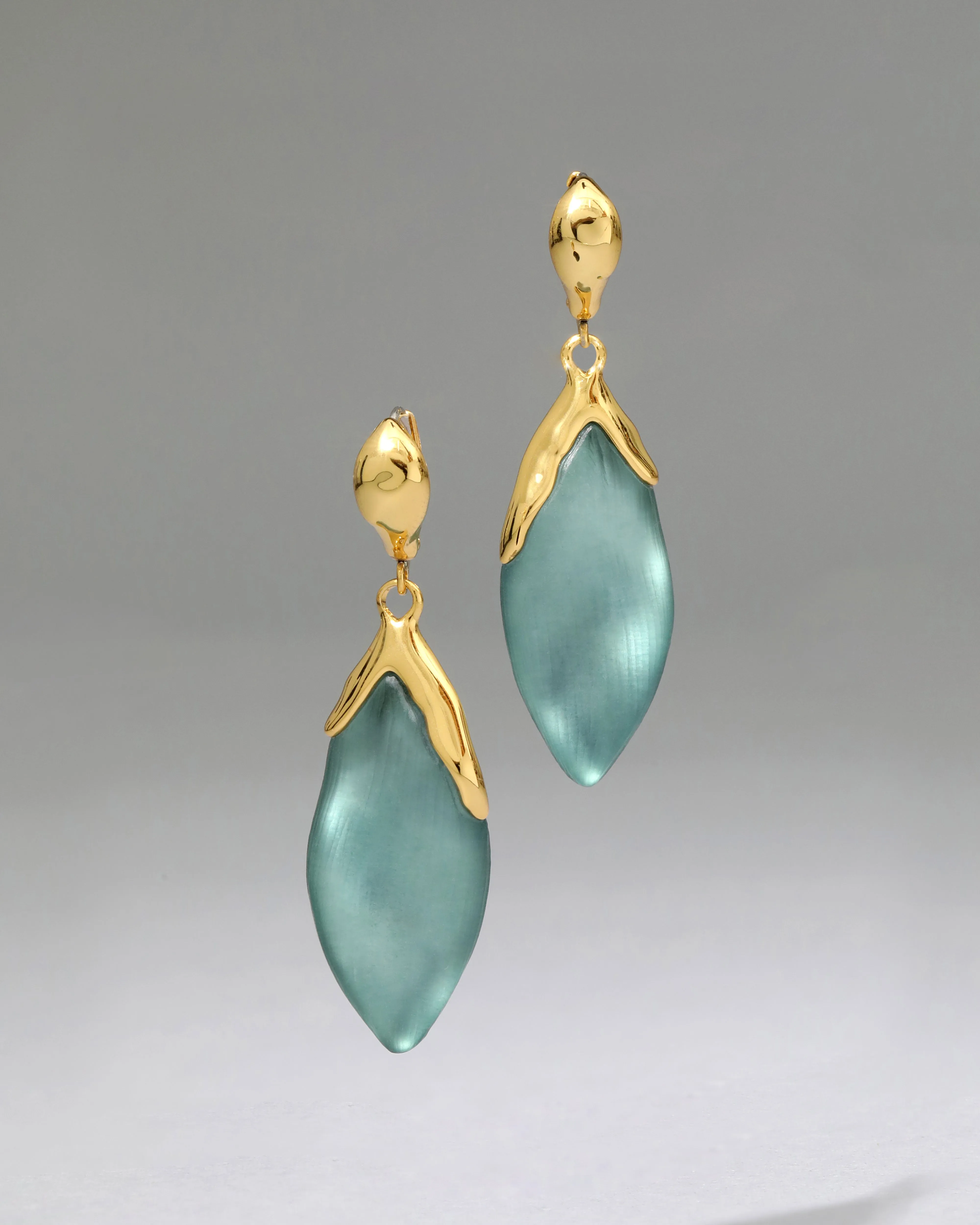Luminous Lucite Petal Leverback Earring- Teal Blue sold by Alexis Bittar