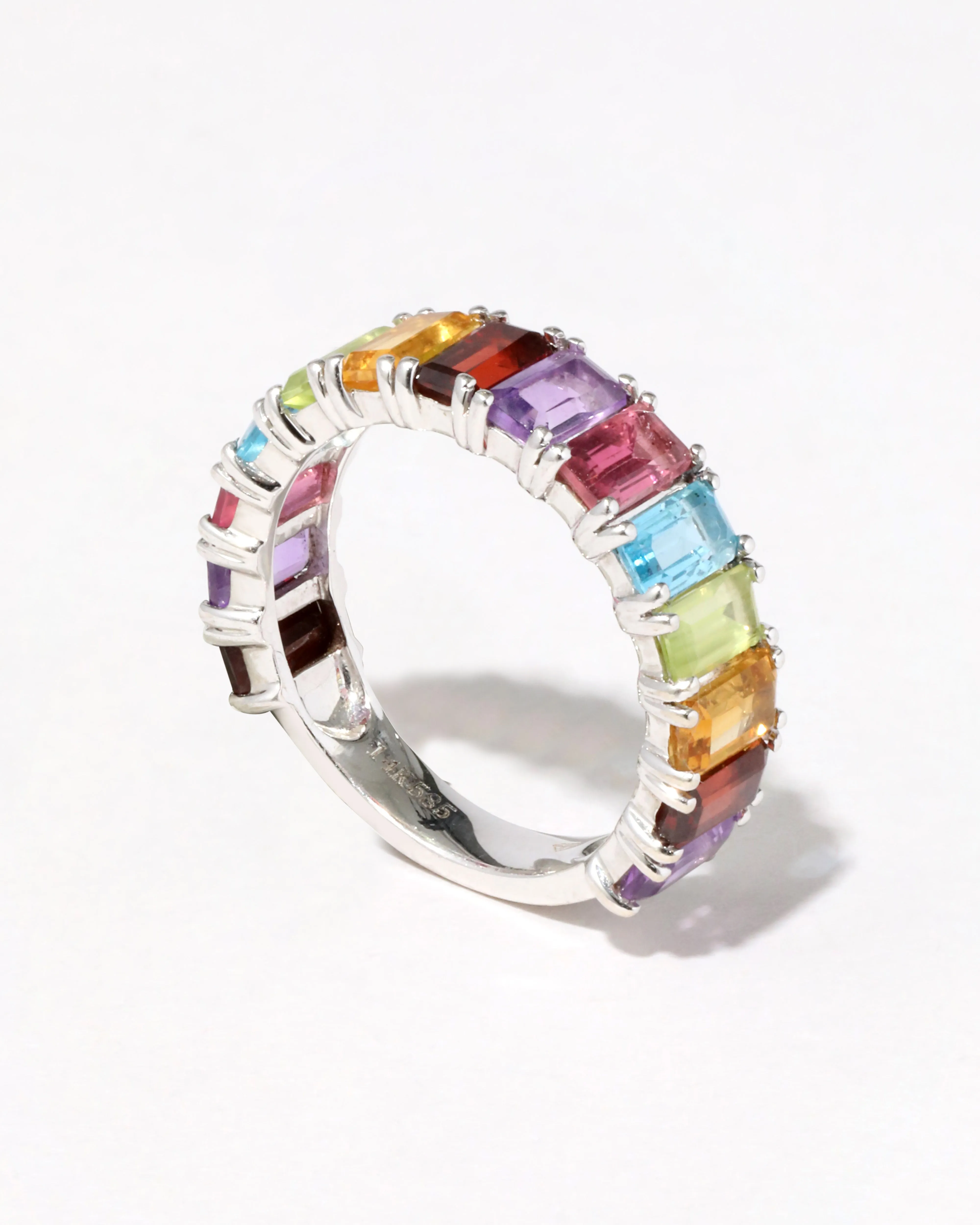 14k White Gold Rainbow Gemstone Band Ring sold by Alexis Bittar