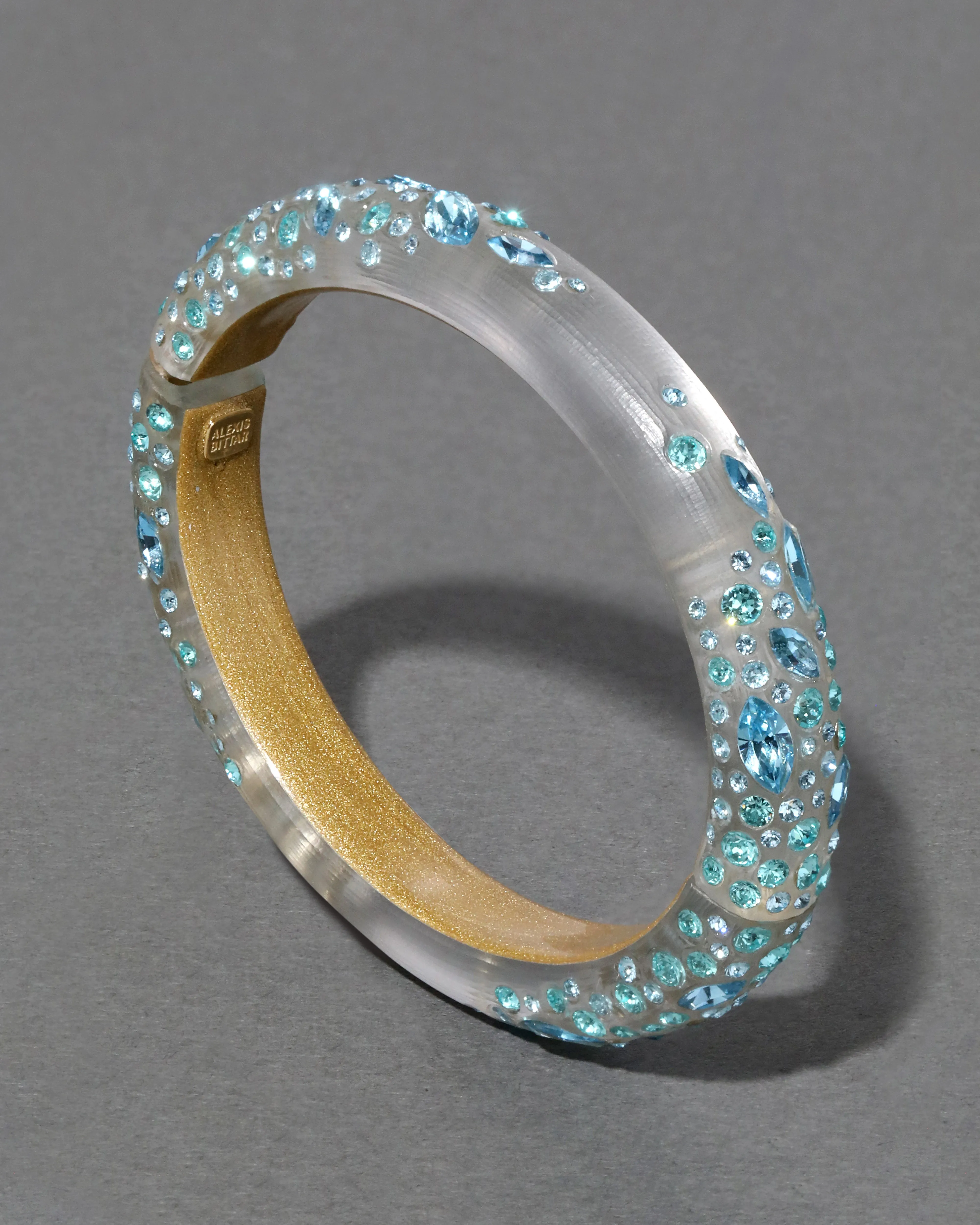 Confetti Crystal Lucite Skinny Hinge Bracelet- Pewter sold by Alexis Bittar