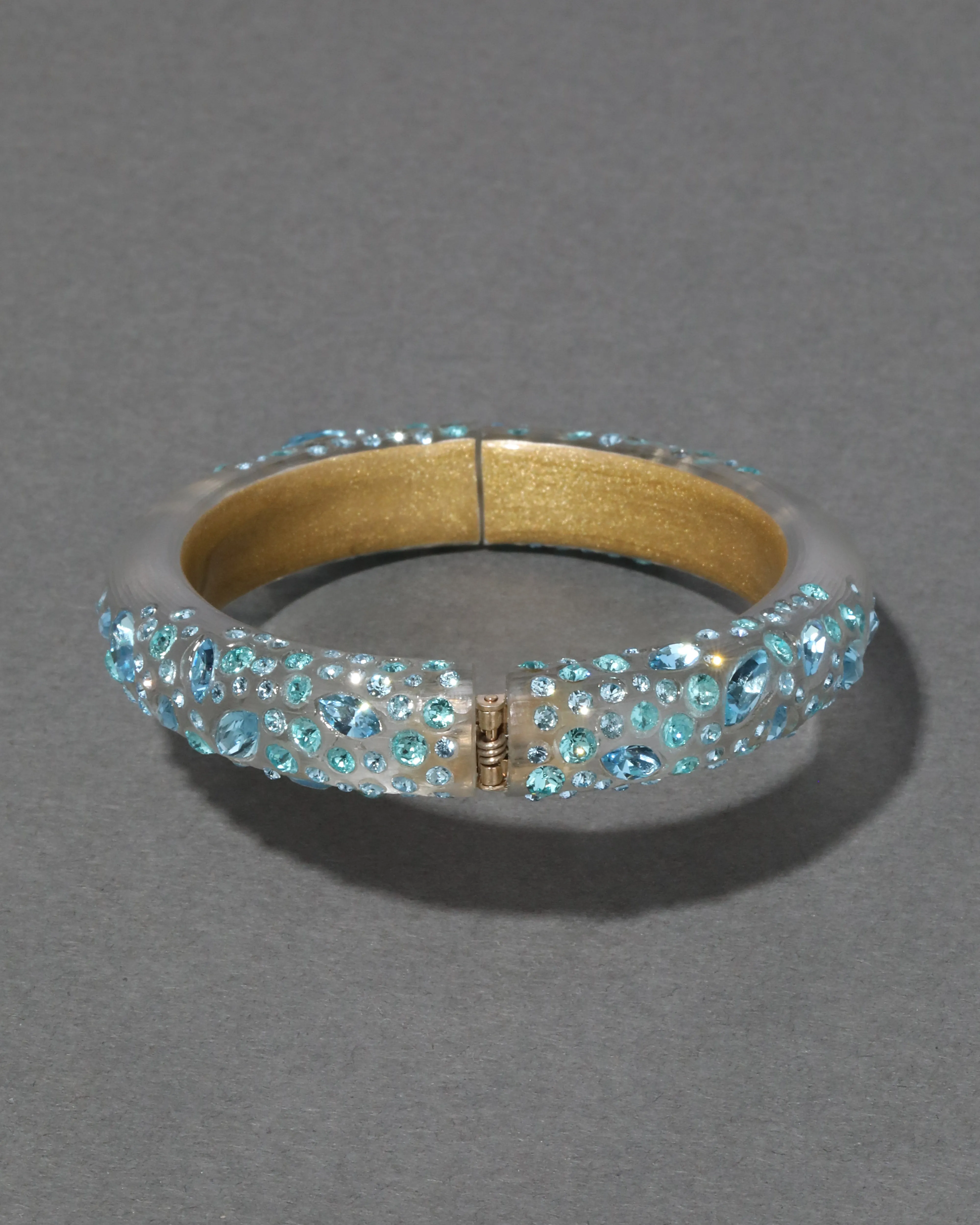 Confetti Crystal Lucite Skinny Hinge Bracelet- Pewter sold by Alexis Bittar product image thumbnail 5