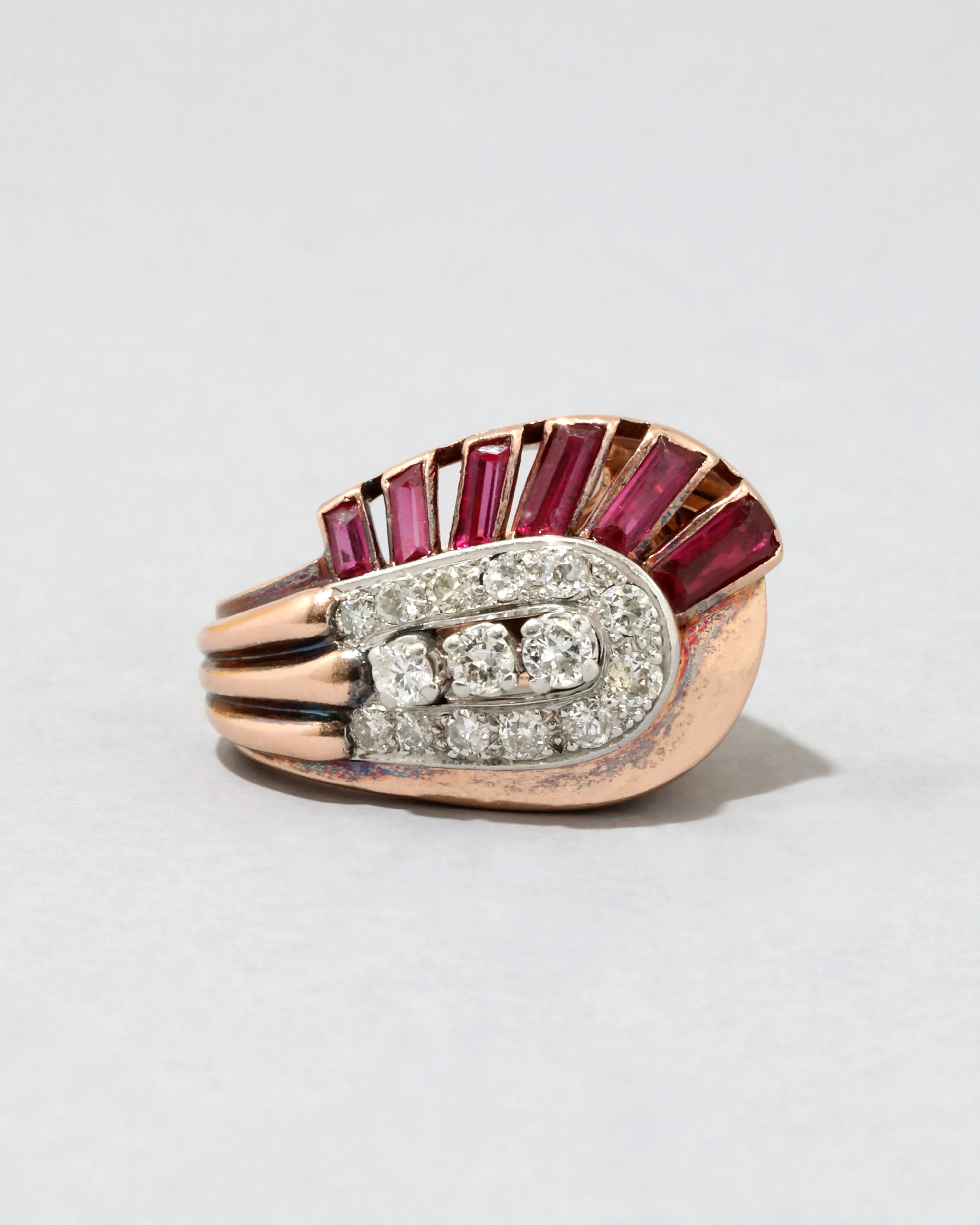 Vintage 1940s 18k Rose Gold Ruby & Diamond Ring sold by Alexis Bittar product image thumbnail 2