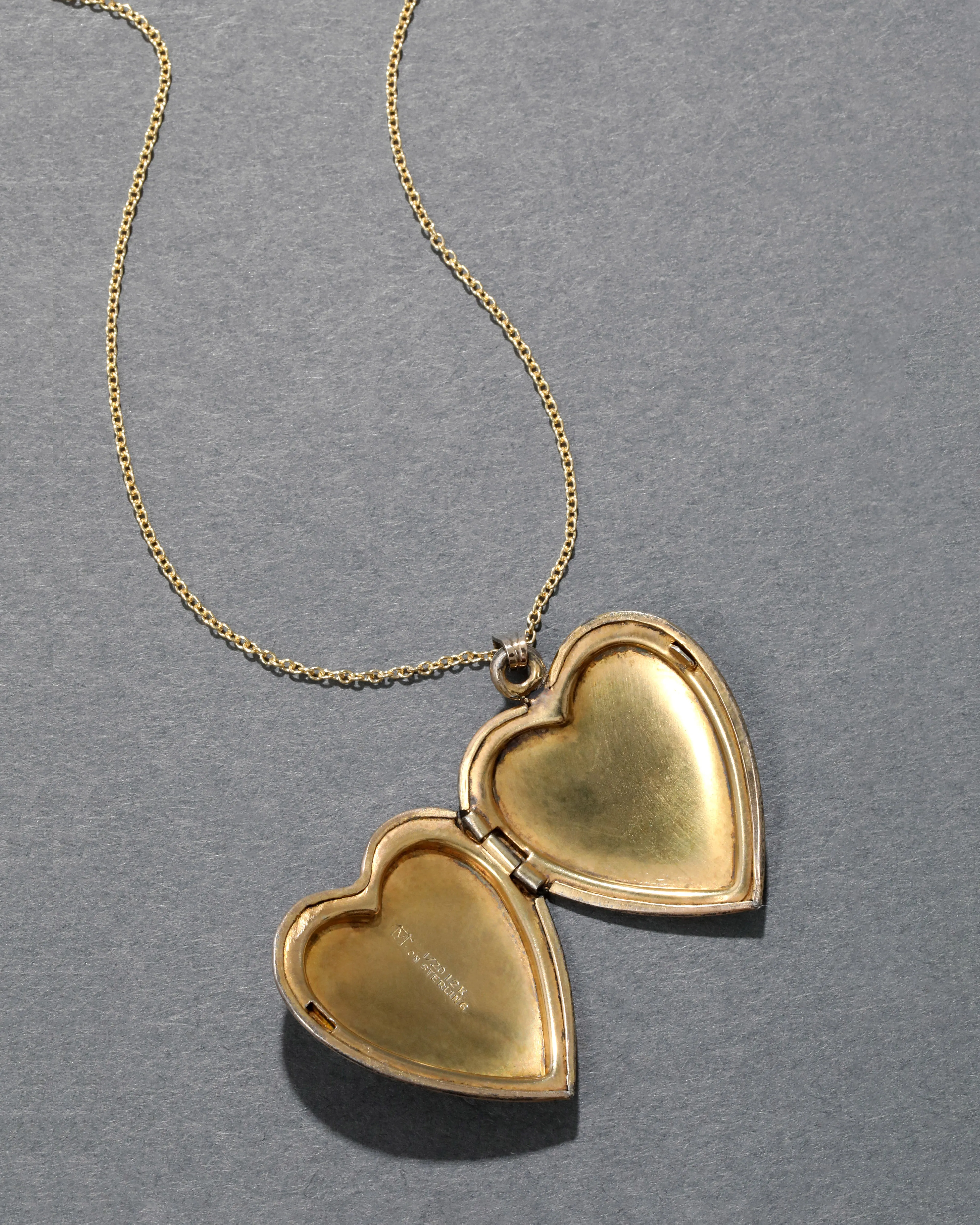 Vintage 1930s 12k Gold Plated Silver Hand-Etched Heart Locket Necklace sold by Alexis Bittar product image thumbnail 3