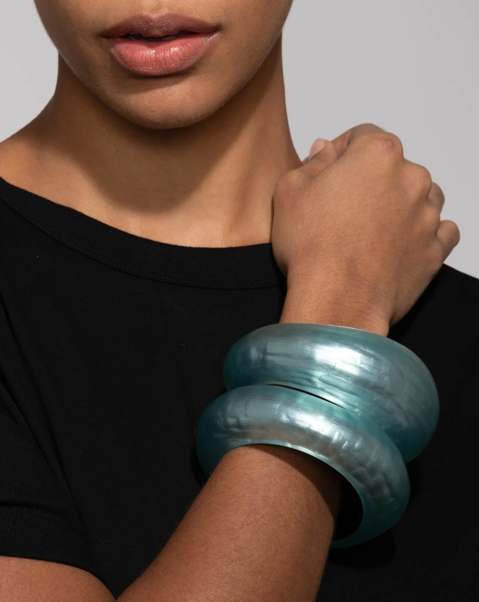 Puffy Lucite Tapered Bangle Bracelet- Mint Green sold by Alexis Bittar product image thumbnail 2