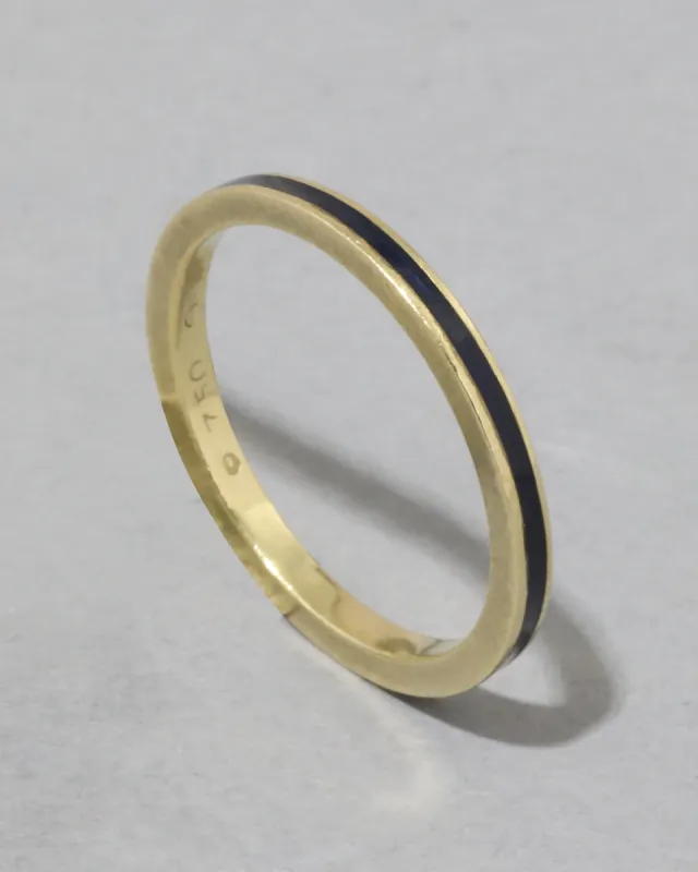 Vintage 1970s 18k Gold & Black Enamel Band Ring sold by Alexis Bittar