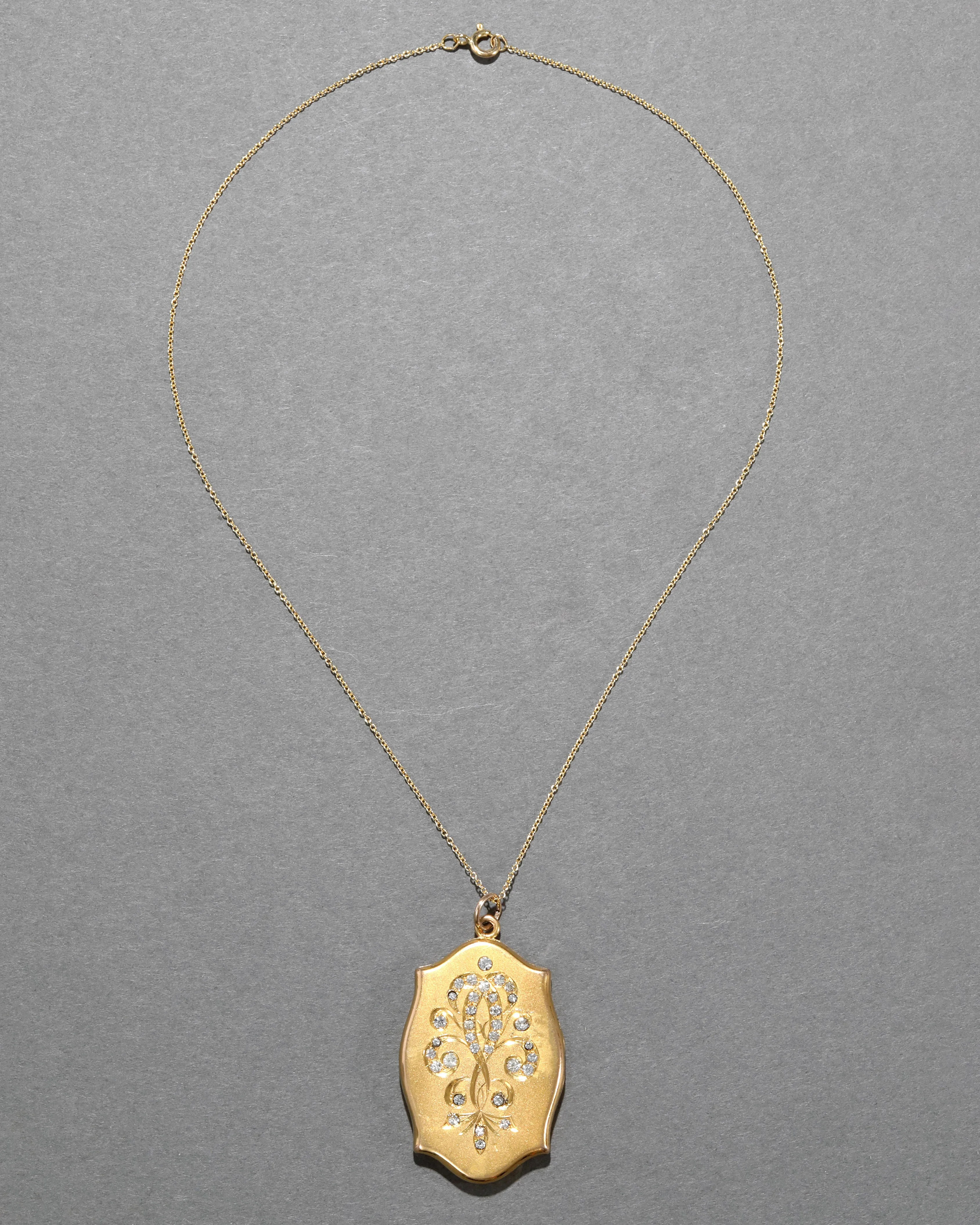 Antique 1890s 14k Gold FIlled Crystal Bouquet Locket Necklace sold by Alexis Bittar product image thumbnail 2