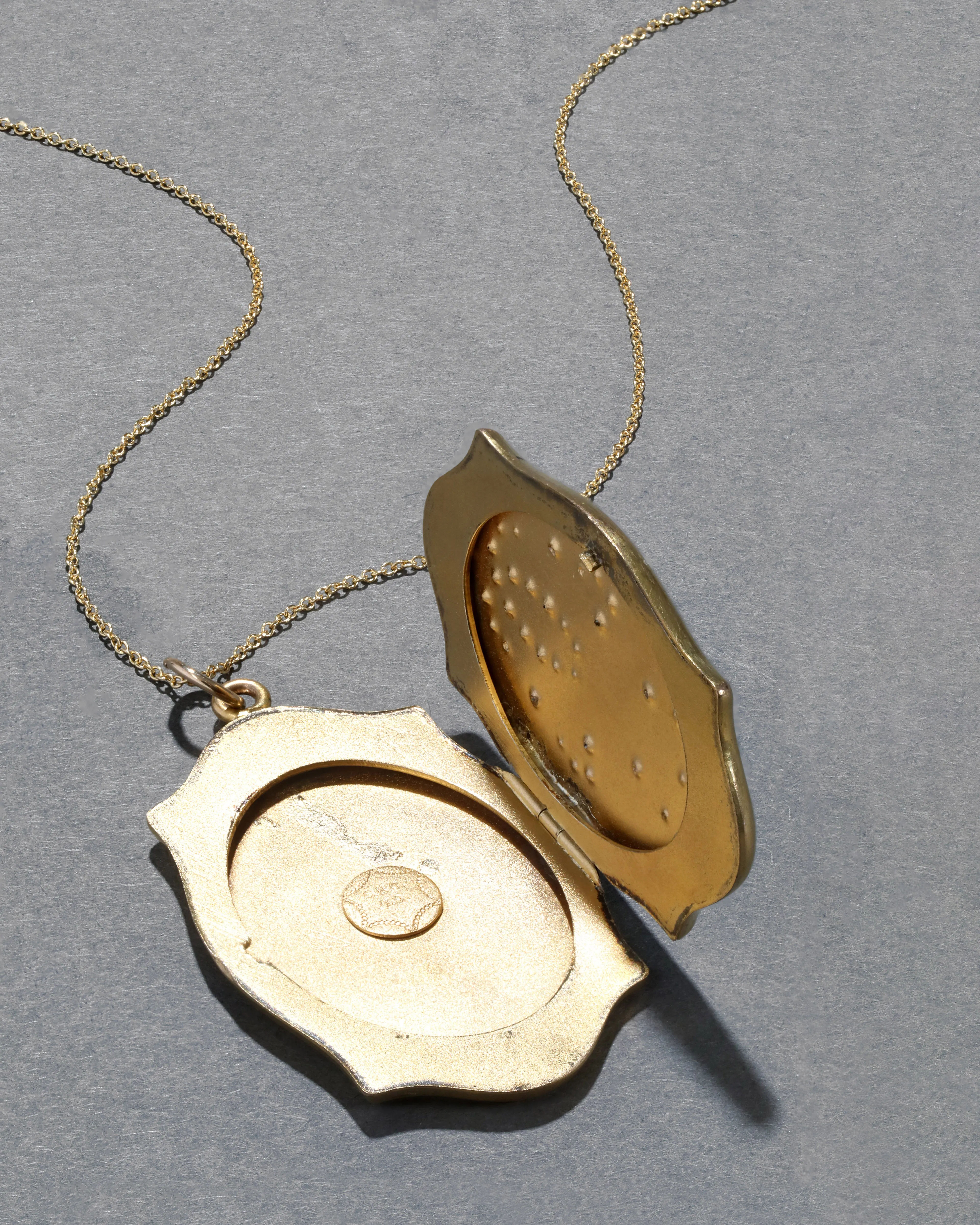 Antique 1890s 14k Gold FIlled Crystal Bouquet Locket Necklace sold by Alexis Bittar product image thumbnail 3