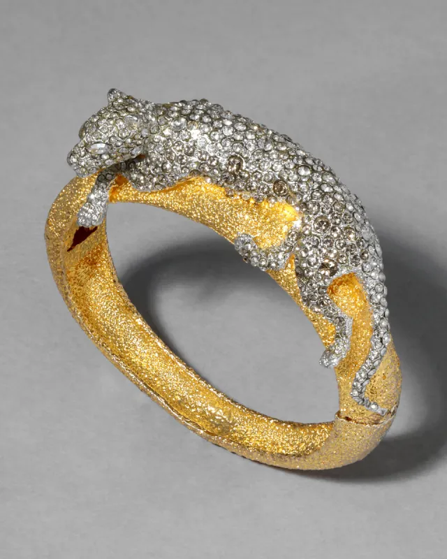 Archive Crystal Encrusted Panther Hinge Bracelet sold by Alexis Bittar