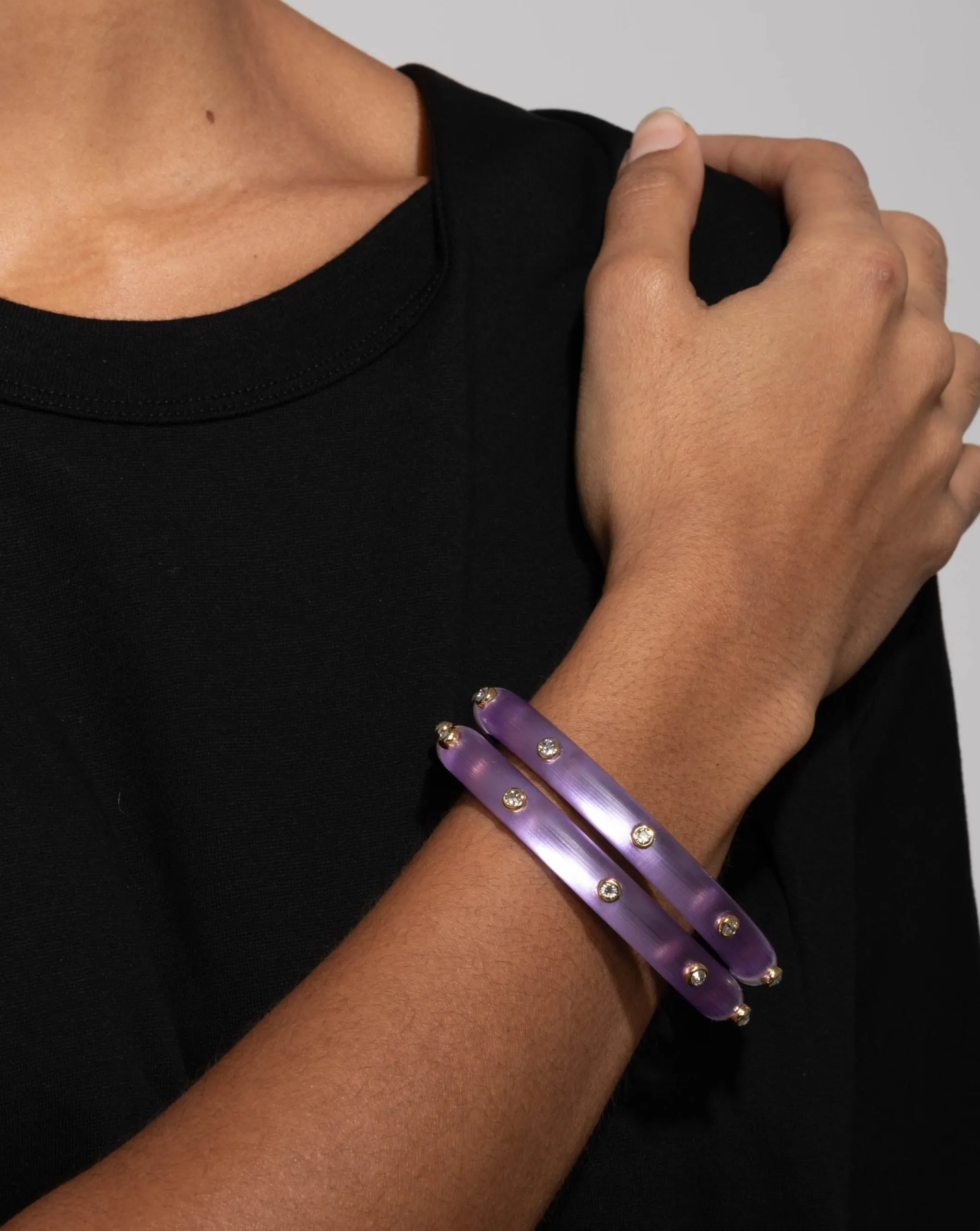 Crystal Studded Lucite Hinge Bracelet - Amethyst sold by Alexis Bittar product image thumbnail 2