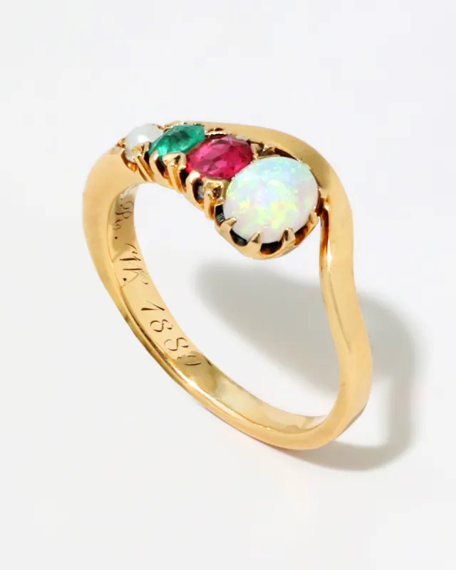 Antique Victorian 1889 14k Gold Opal Snake Ring sold by Alexis Bittar