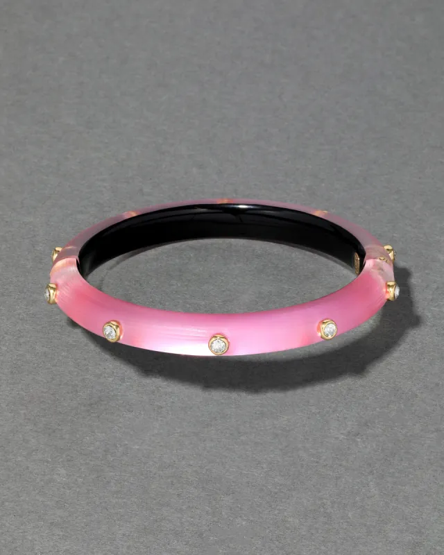 Crystal Studded Lucite Hinge Bracelet- Candy Pink sold by Alexis Bittar