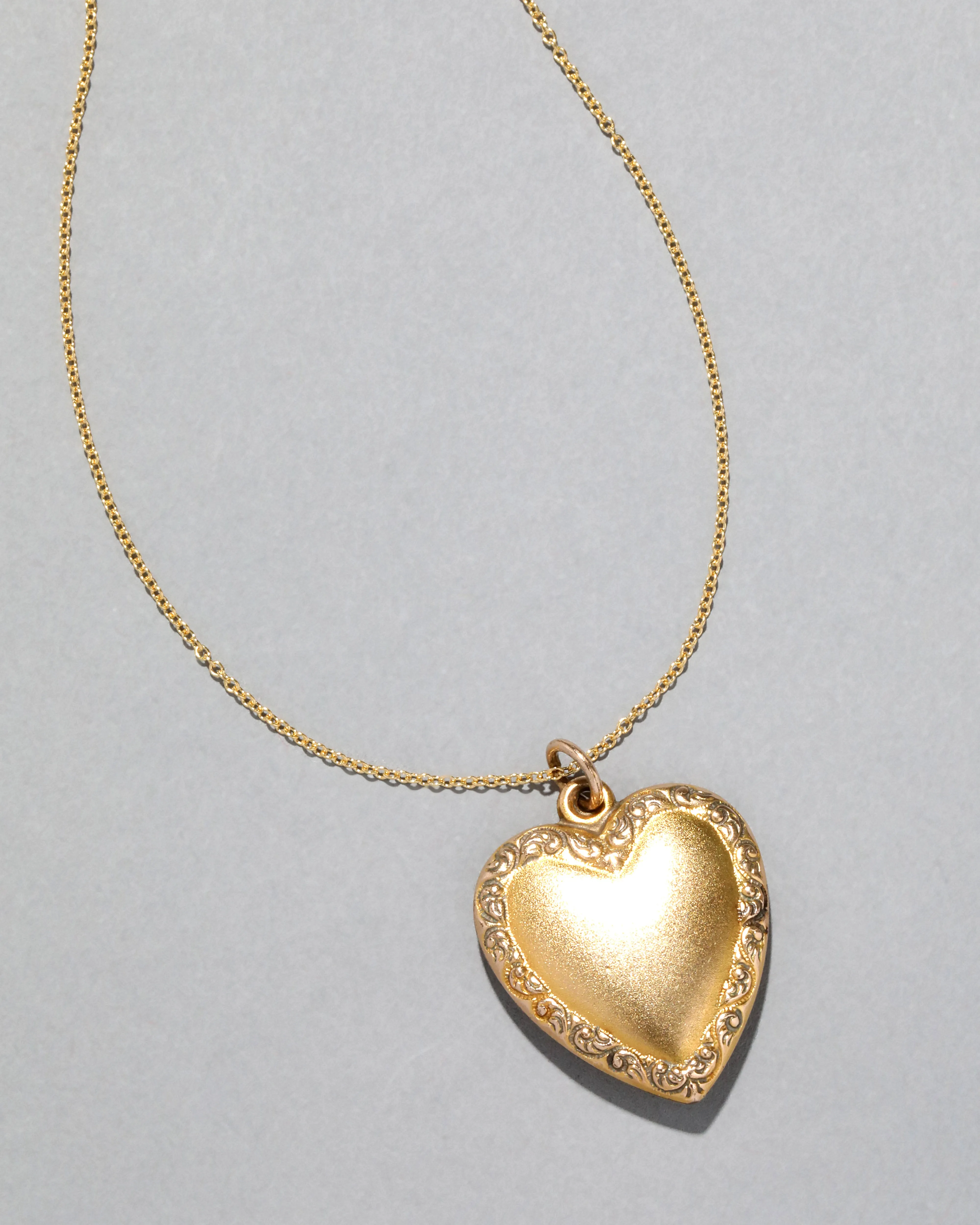 Antique 1880s 14k Gold Filled Celestial Puffy Heart Pendant Necklace sold by Alexis Bittar product image thumbnail 3