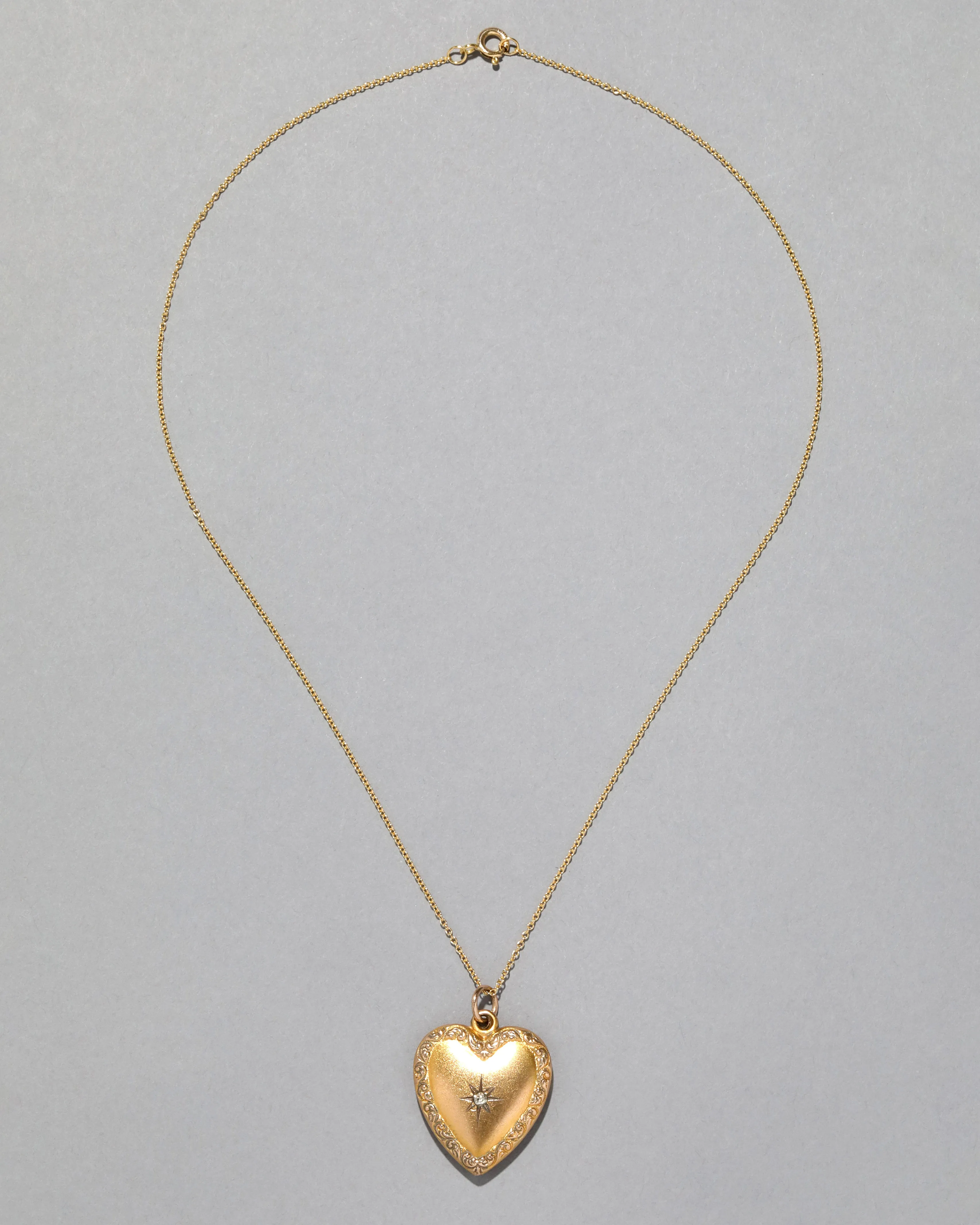 Antique 1880s 14k Gold Filled Celestial Puffy Heart Pendant Necklace sold by Alexis Bittar product image thumbnail 2