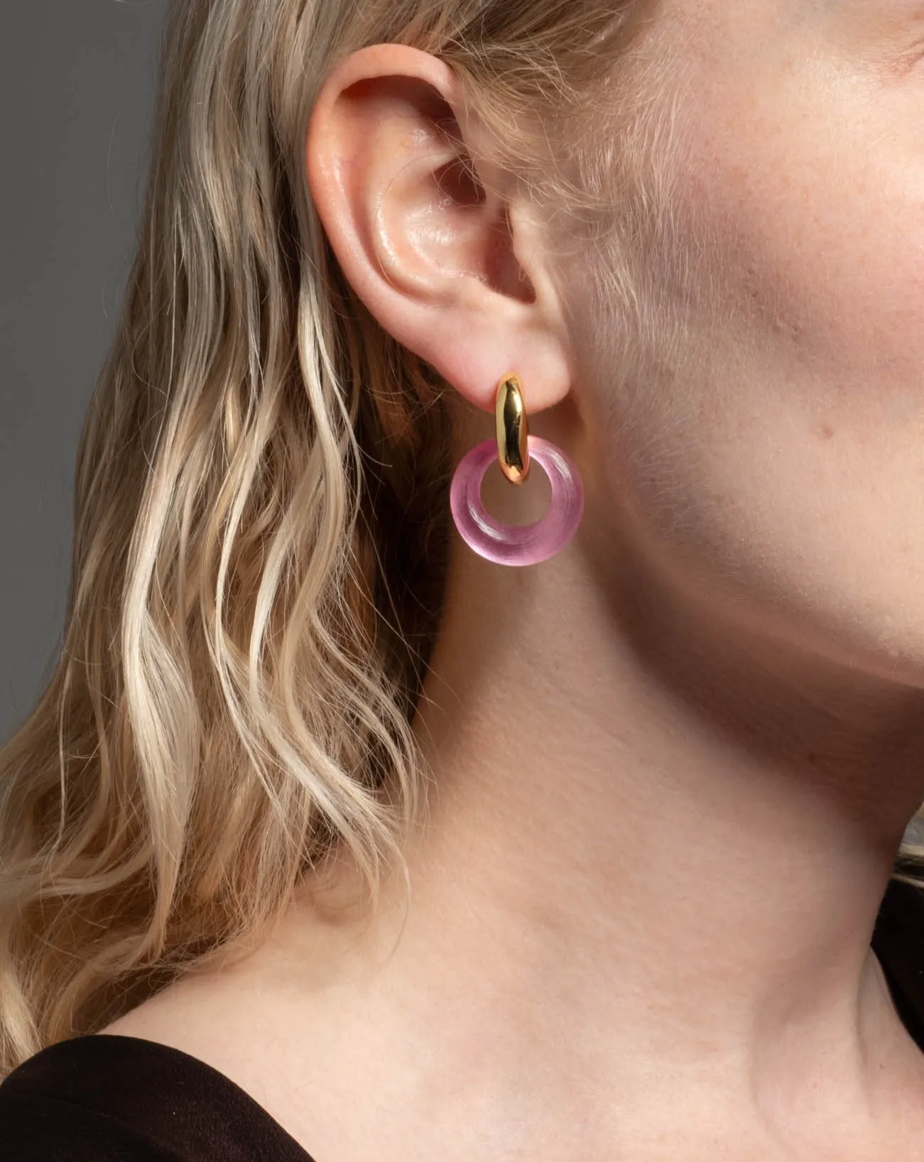 Luminous Lucite Door Knocker Earring- Candy Pink sold by Alexis Bittar