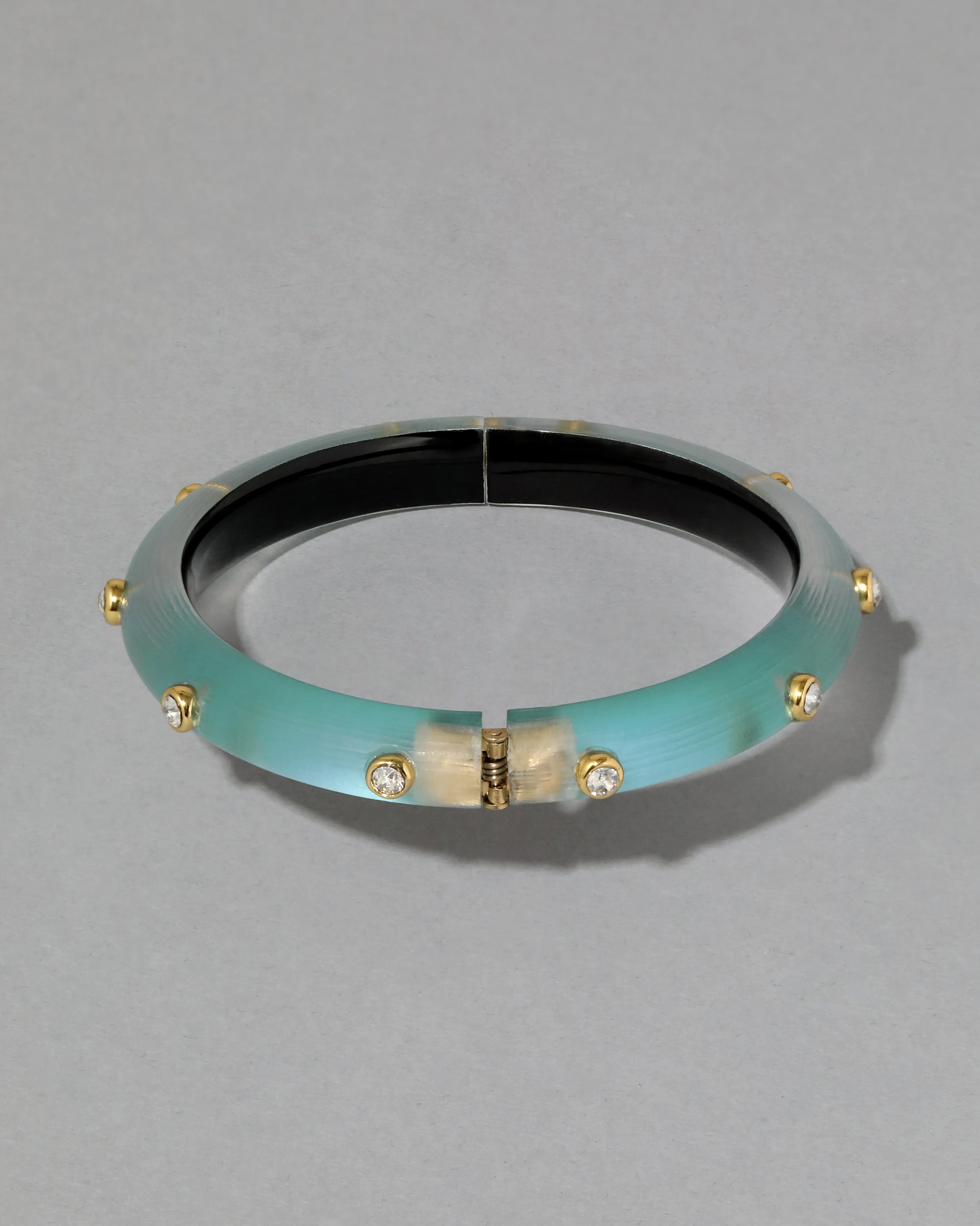 Crystal Studded Lucite Hinge Bracelet- Mint Green sold by Alexis Bittar product image thumbnail 4